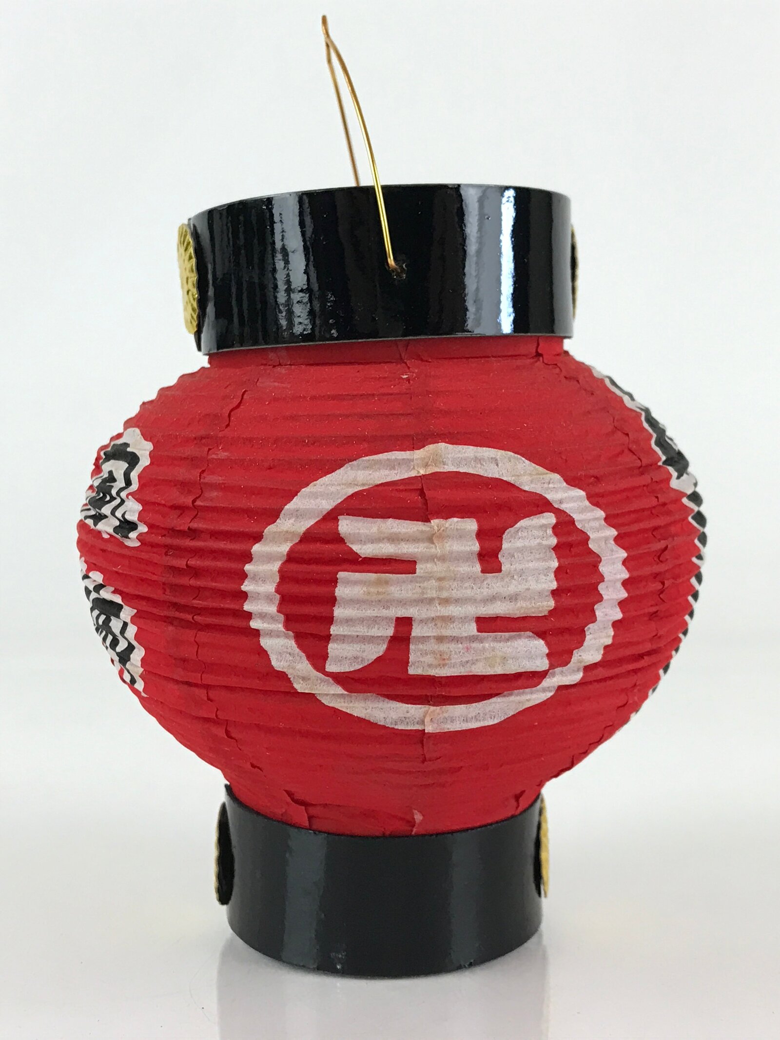 Japanese Hanging Paper Lantern Vtg Chochin Asakusa Kaminarimon Red Black PX647