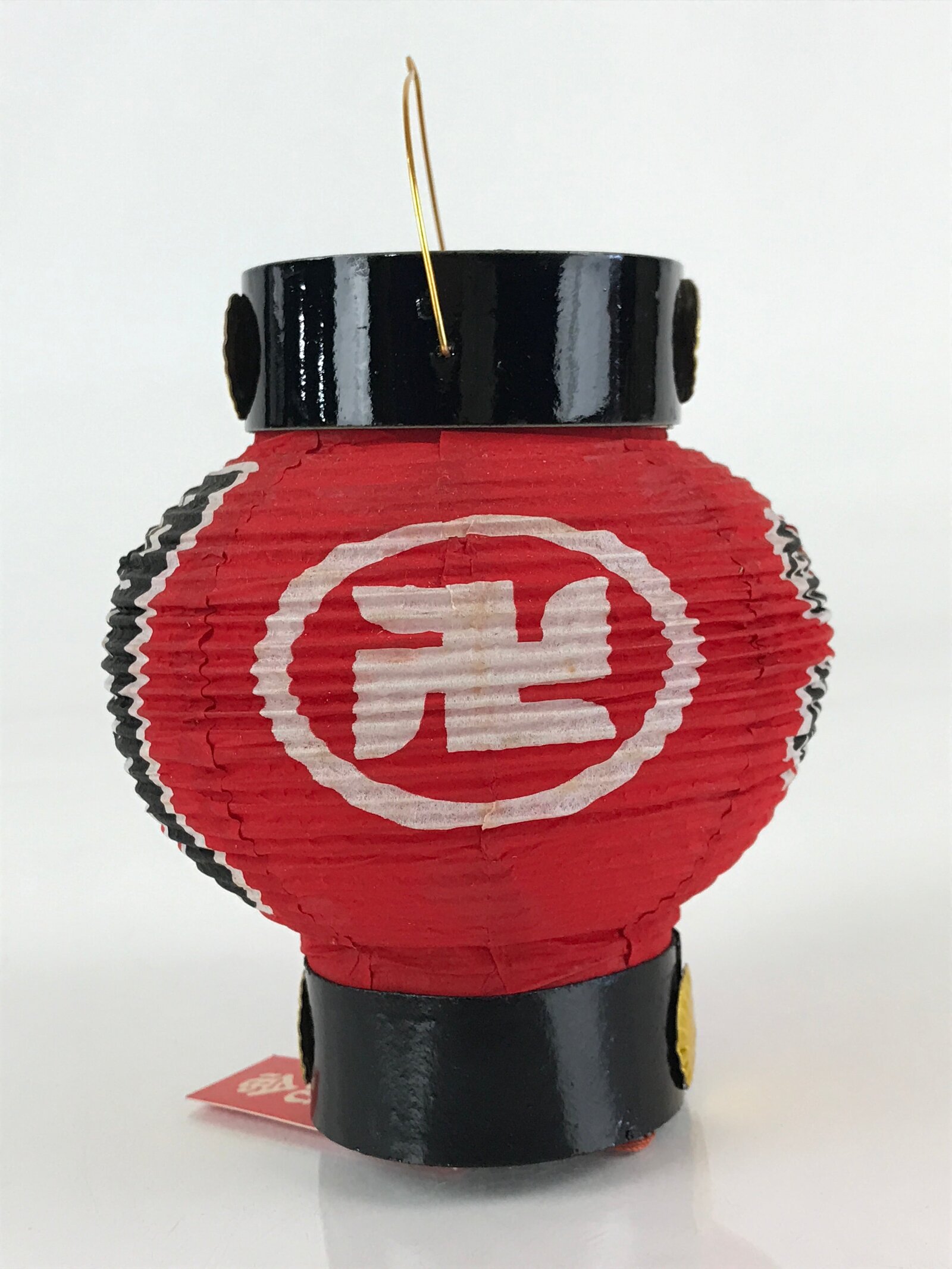 Japanese Hanging Paper Lantern Vtg Chochin Asakusa Kaminarimon Red Black PX647