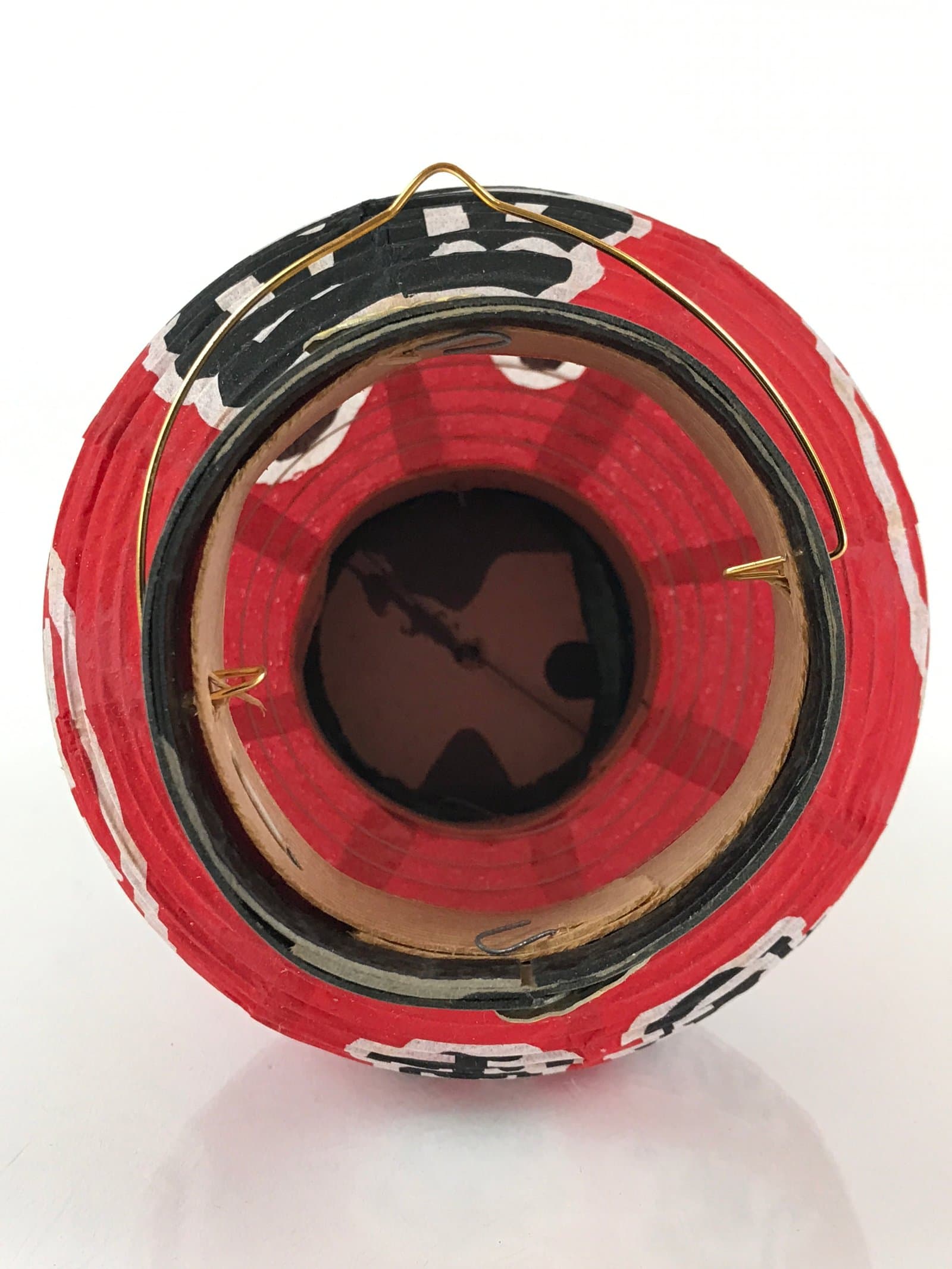 Japanese Hanging Paper Lantern Vtg Chochin Asakusa Kaminarimon Red Black PX647