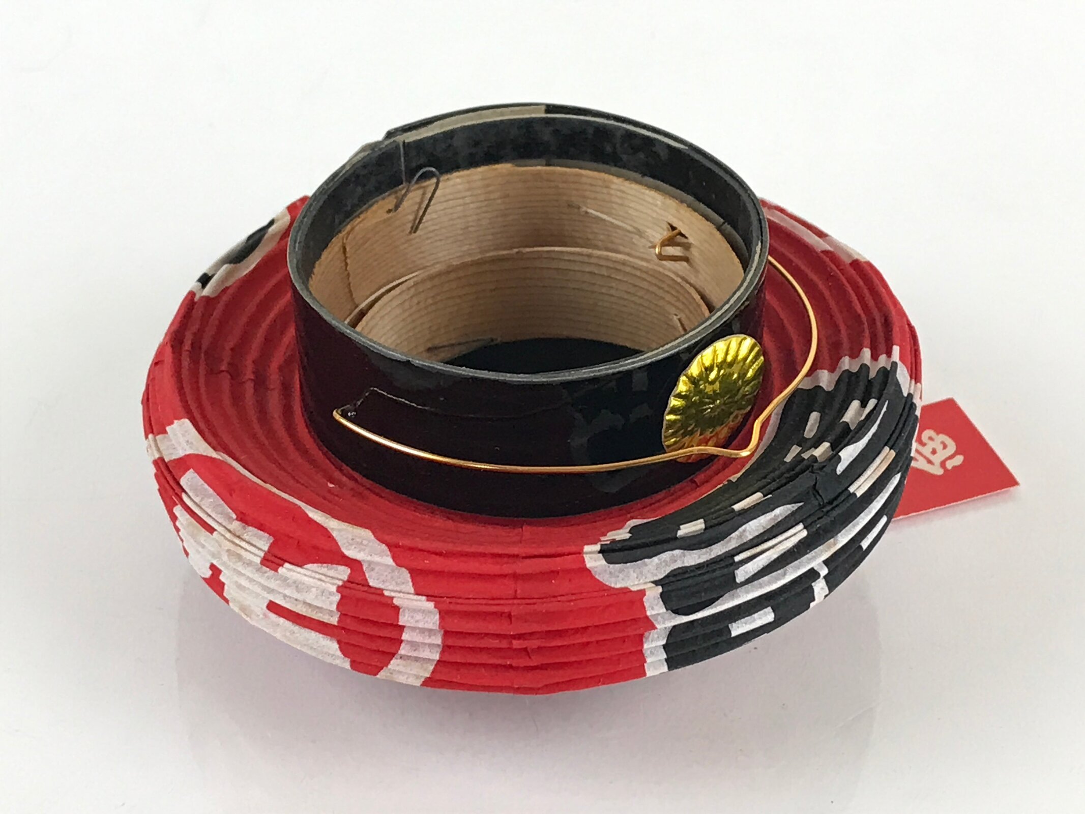 Japanese Hanging Paper Lantern Vtg Chochin Asakusa Kaminarimon Red Black PX647