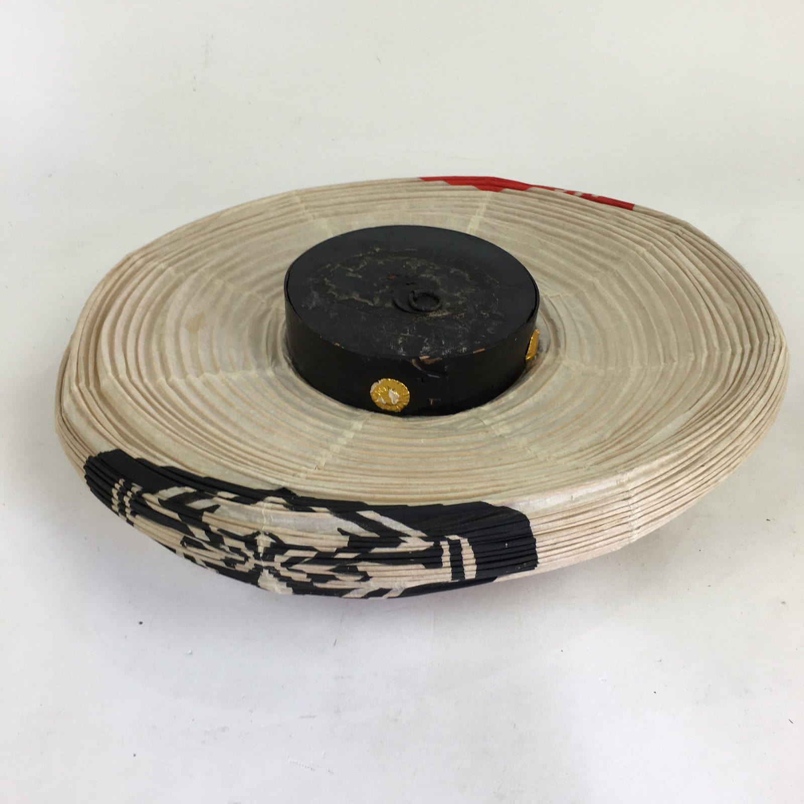 Japanese Hanging Paper Lantern Vtg Chochin Festival Washi Bmboo Crest LT49