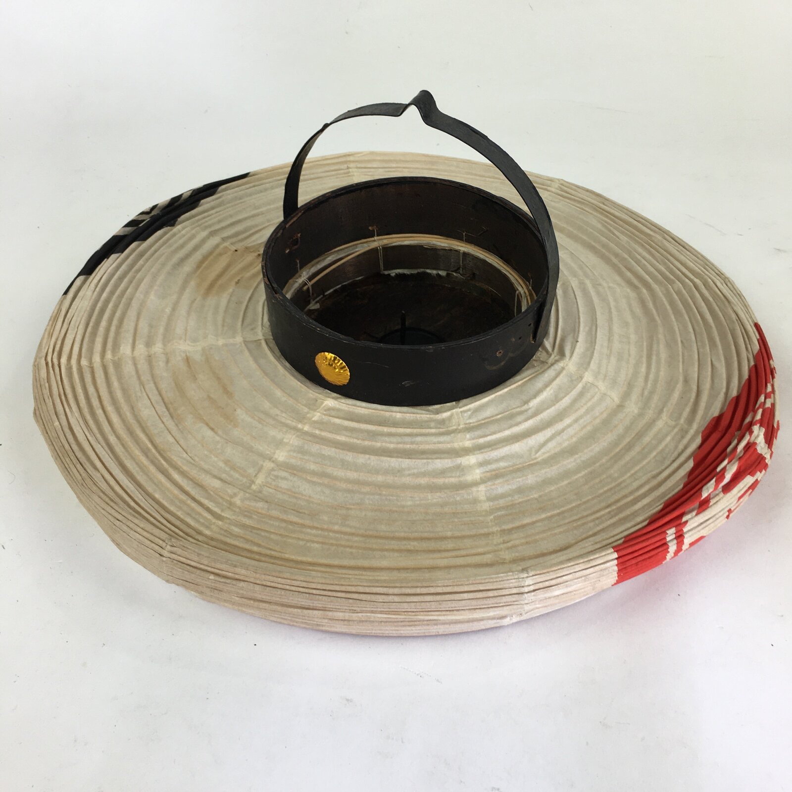 Japanese Hanging Paper Lantern Vtg Chochin Festival Washi Bmboo Crest LT49