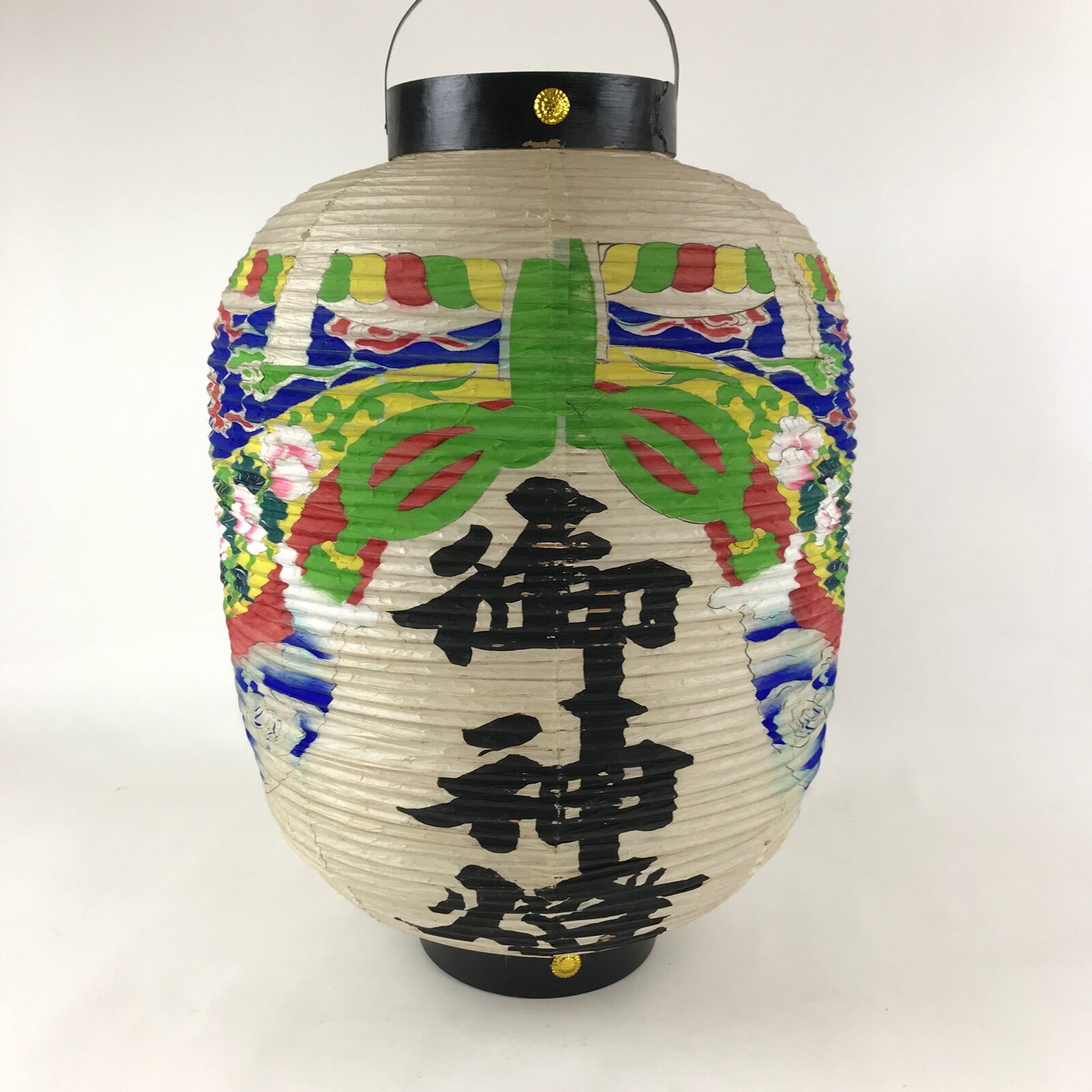 Japanese Hanging Paper Lantern Vtg Chochin With Candle Holder Wood Frame LT63