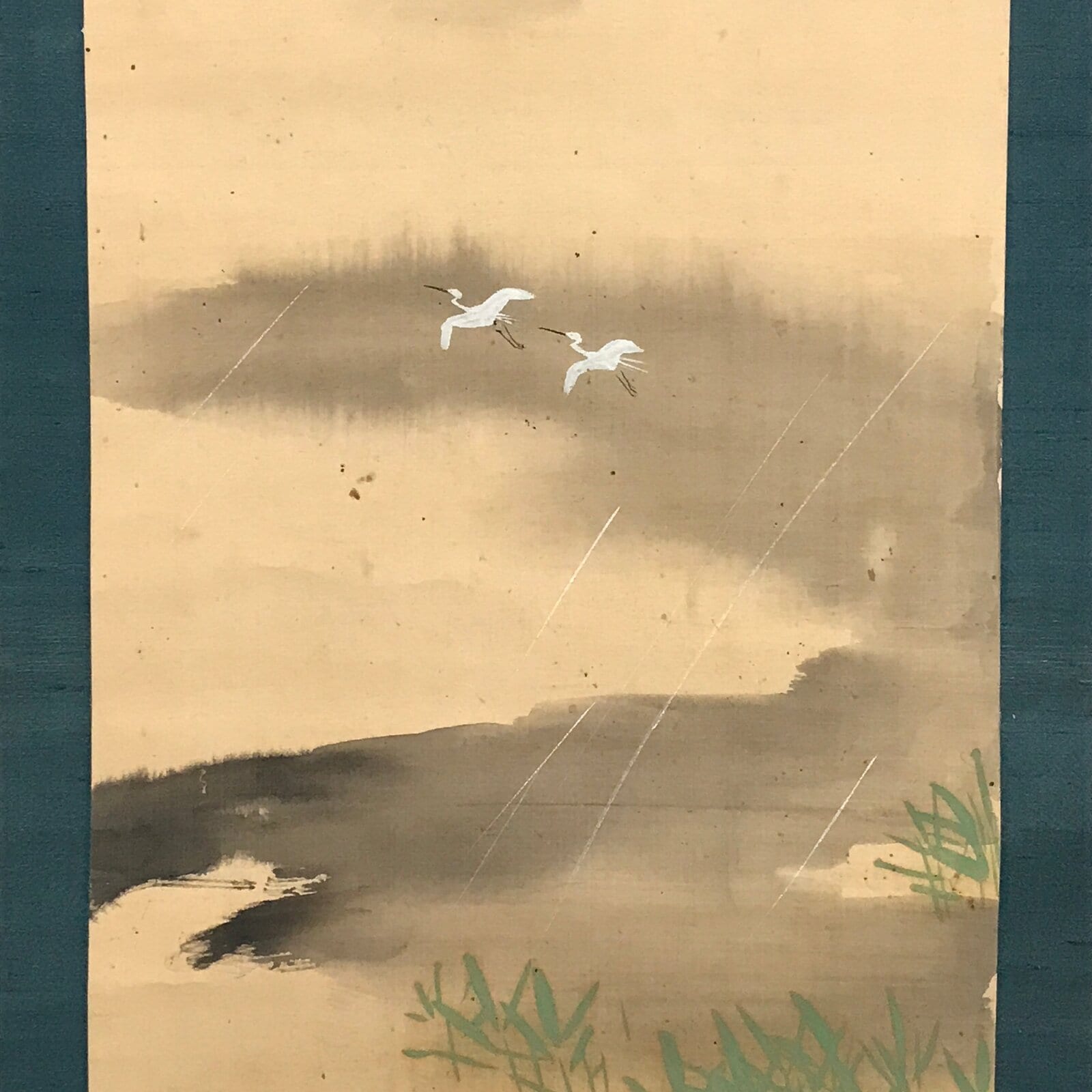 Japanese Hanging Scroll Crane Lake Picture Hokuyo Toda Kakejiku Kakemono SC777