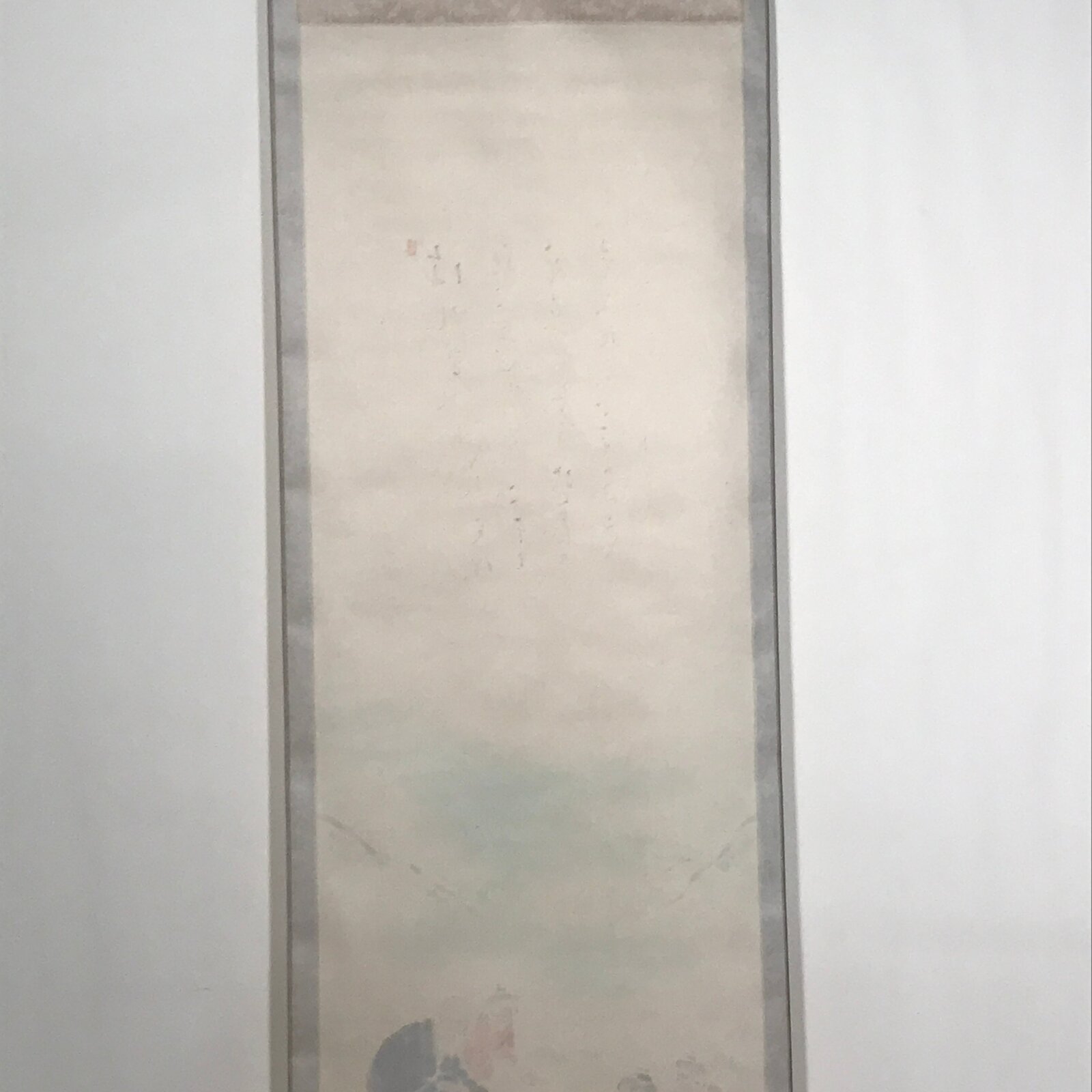 Japanese Hanging Scroll Elderly People Kids Playing Calligraphy Poem KJ15