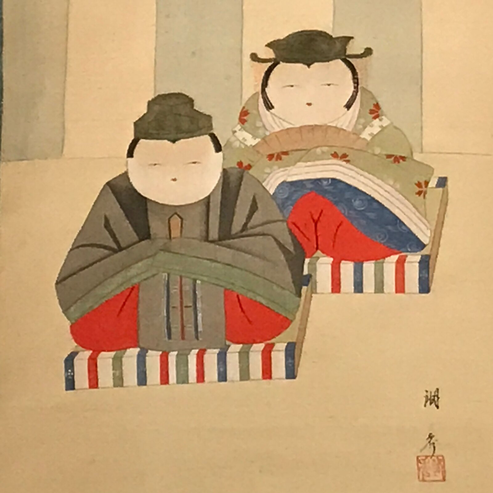 Japanese Hanging Scroll Hina Dolls Prince Princes Hinamatsuri Kakejiku KJ22