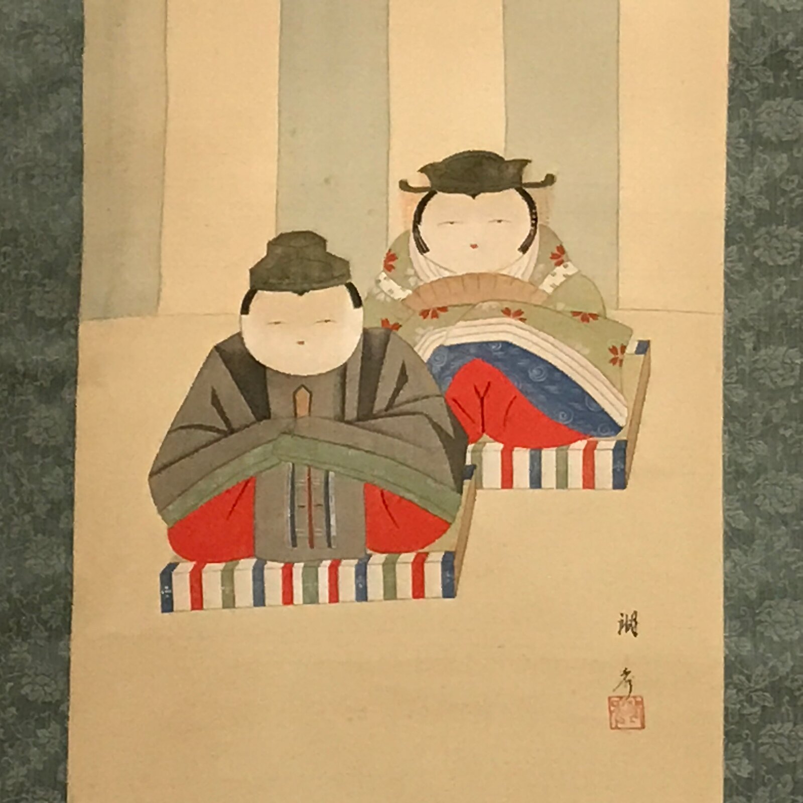 Japanese Hanging Scroll Hina Dolls Prince Princes Hinamatsuri Kakejiku KJ22