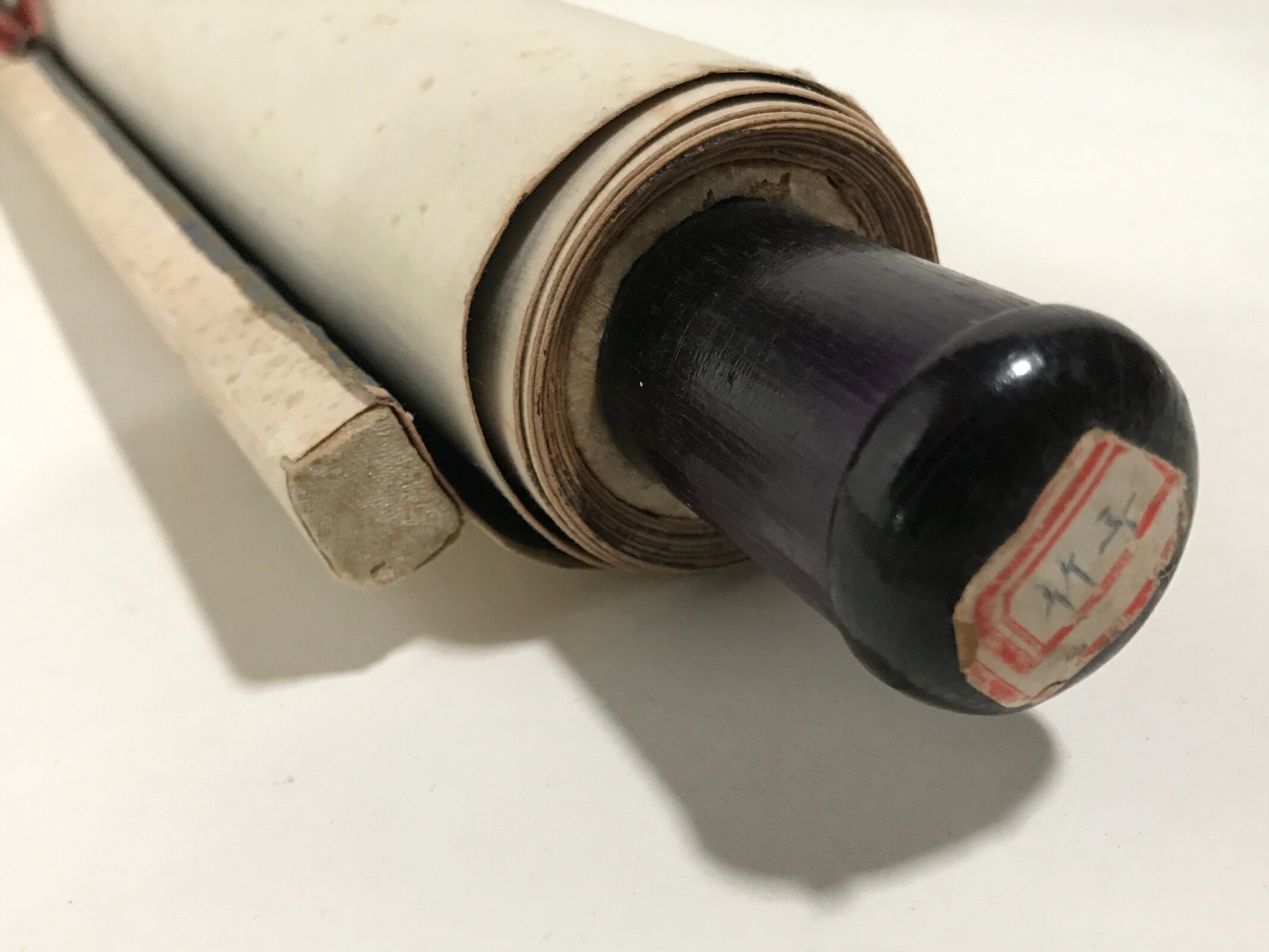 Japanese Hanging Scroll Kakejiku Vtg Bamboo Stem Leaves Mountain Black Ink KJ91