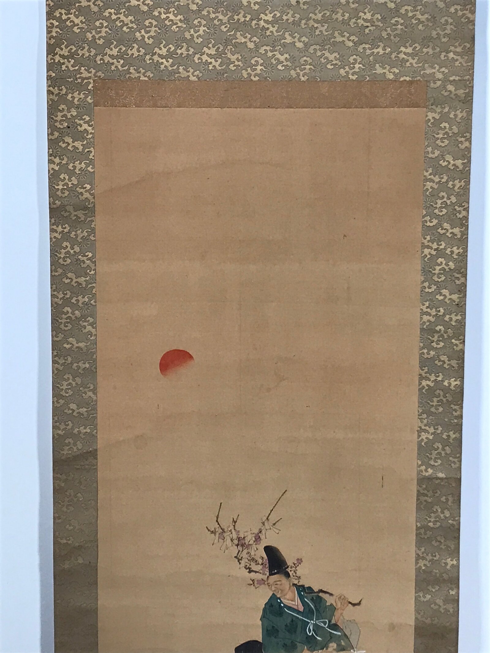 Japanese Hanging Scroll Kakejiku Vtg Portrait Man Dancing Children Color KJ169