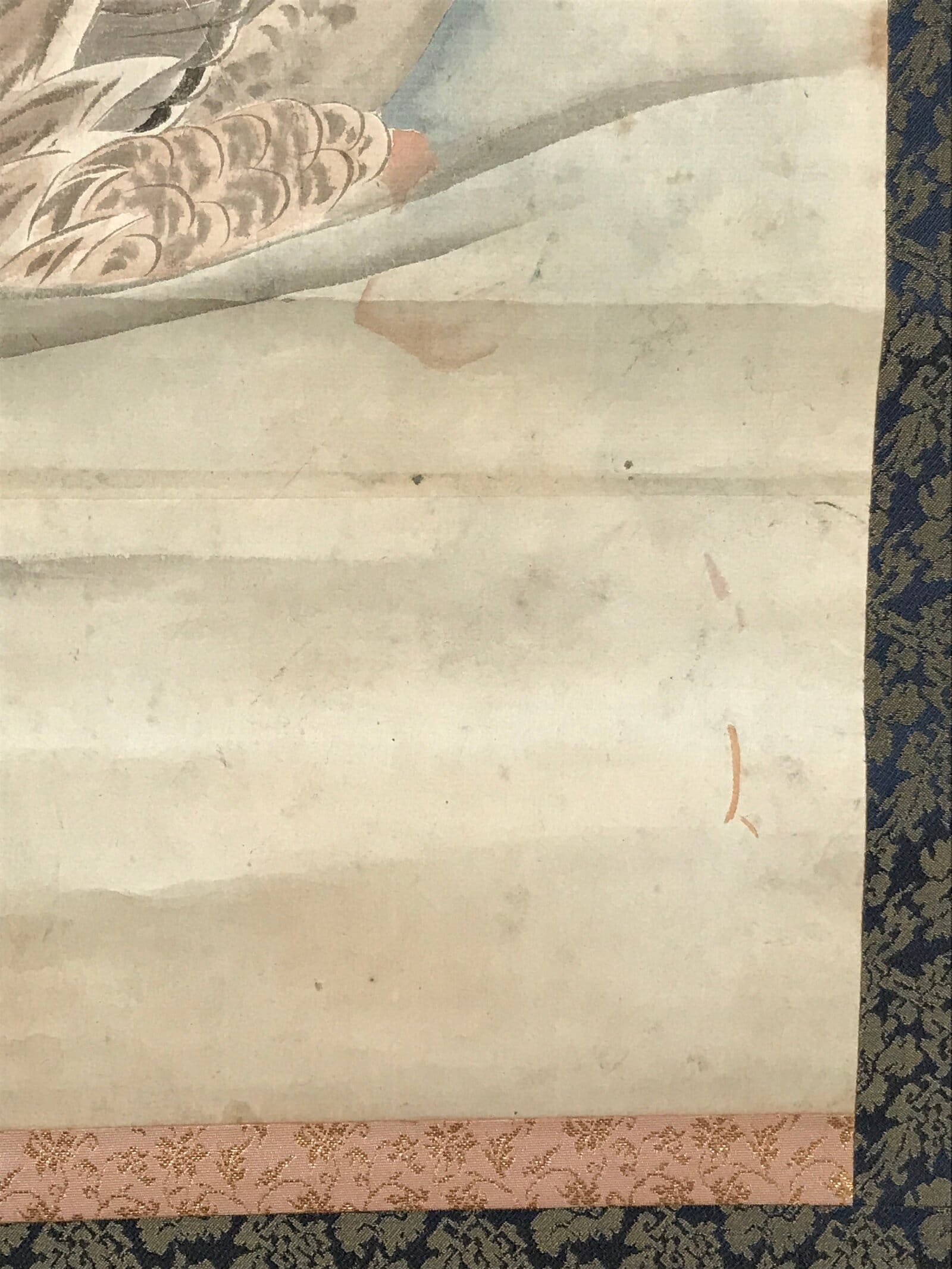 Japanese Hanging Scroll Kakejiku Vtg River Ducks Birds Nature Color KJ123