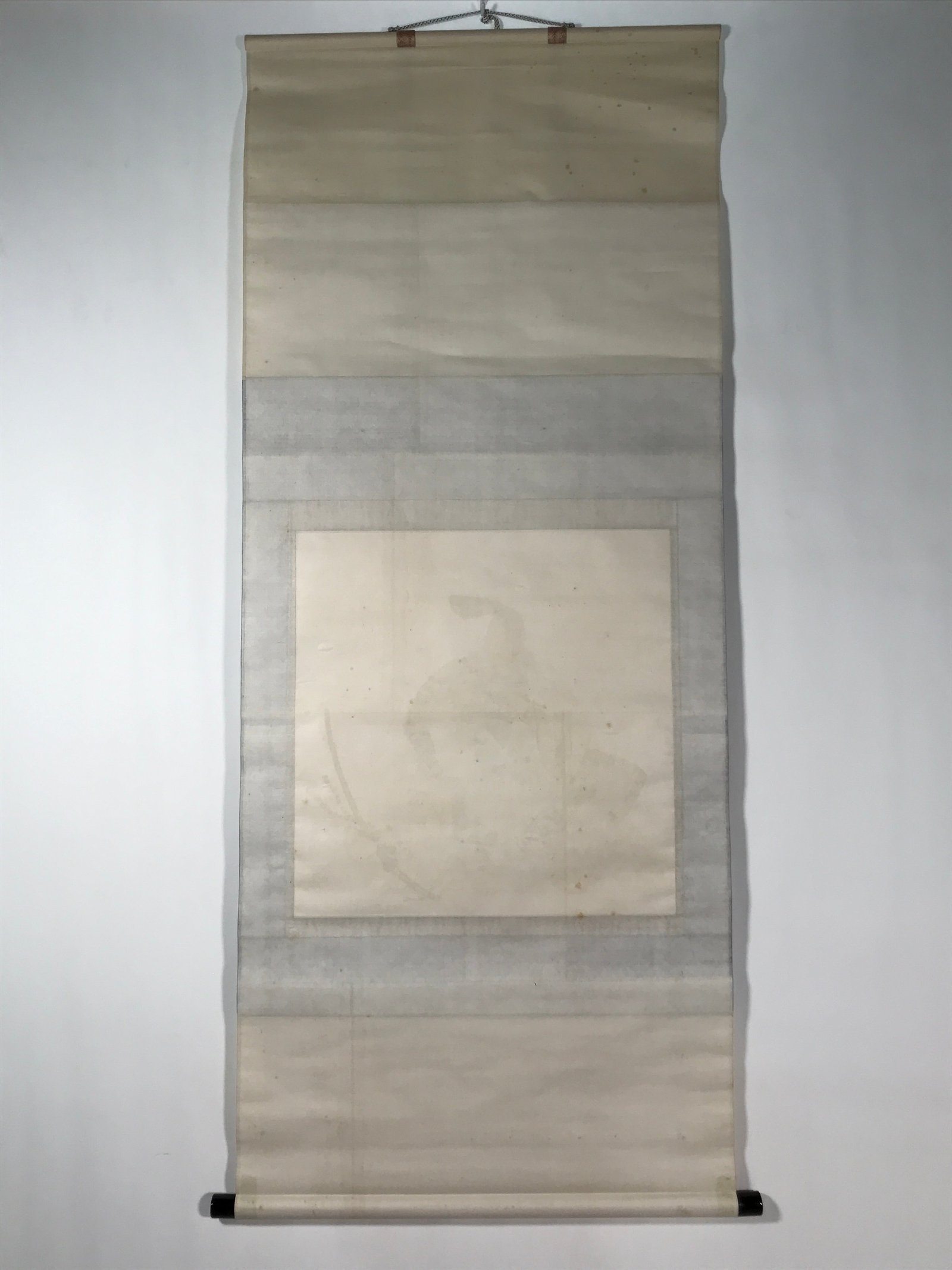 Japanese Hanging Scroll Kakejiku Vtg Samurai Sitting Kimono Sword Color KJ126