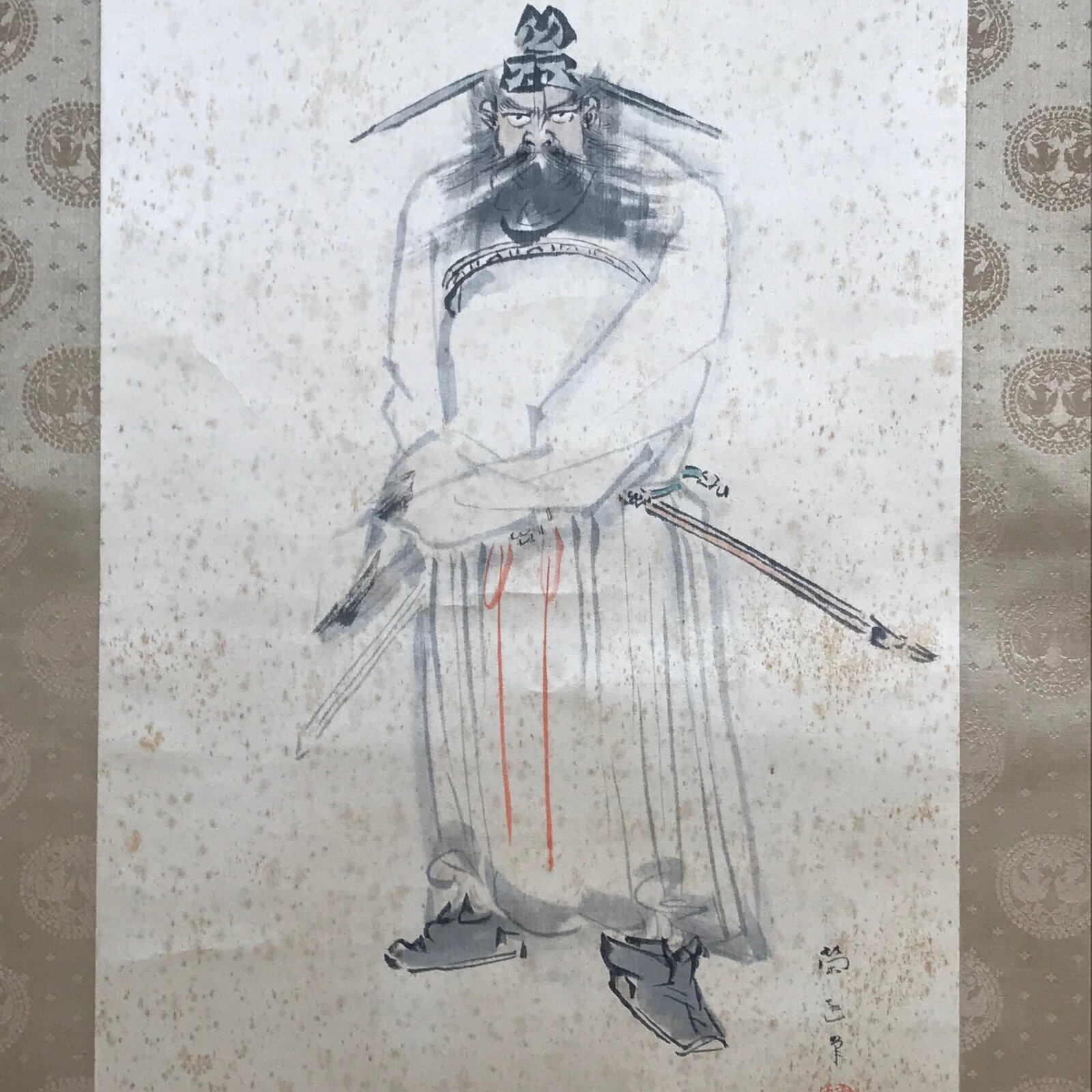 Japanese Hanging Scroll Kakejiku Vtg Zhong Kui Shoki God Calligraphy KJ179