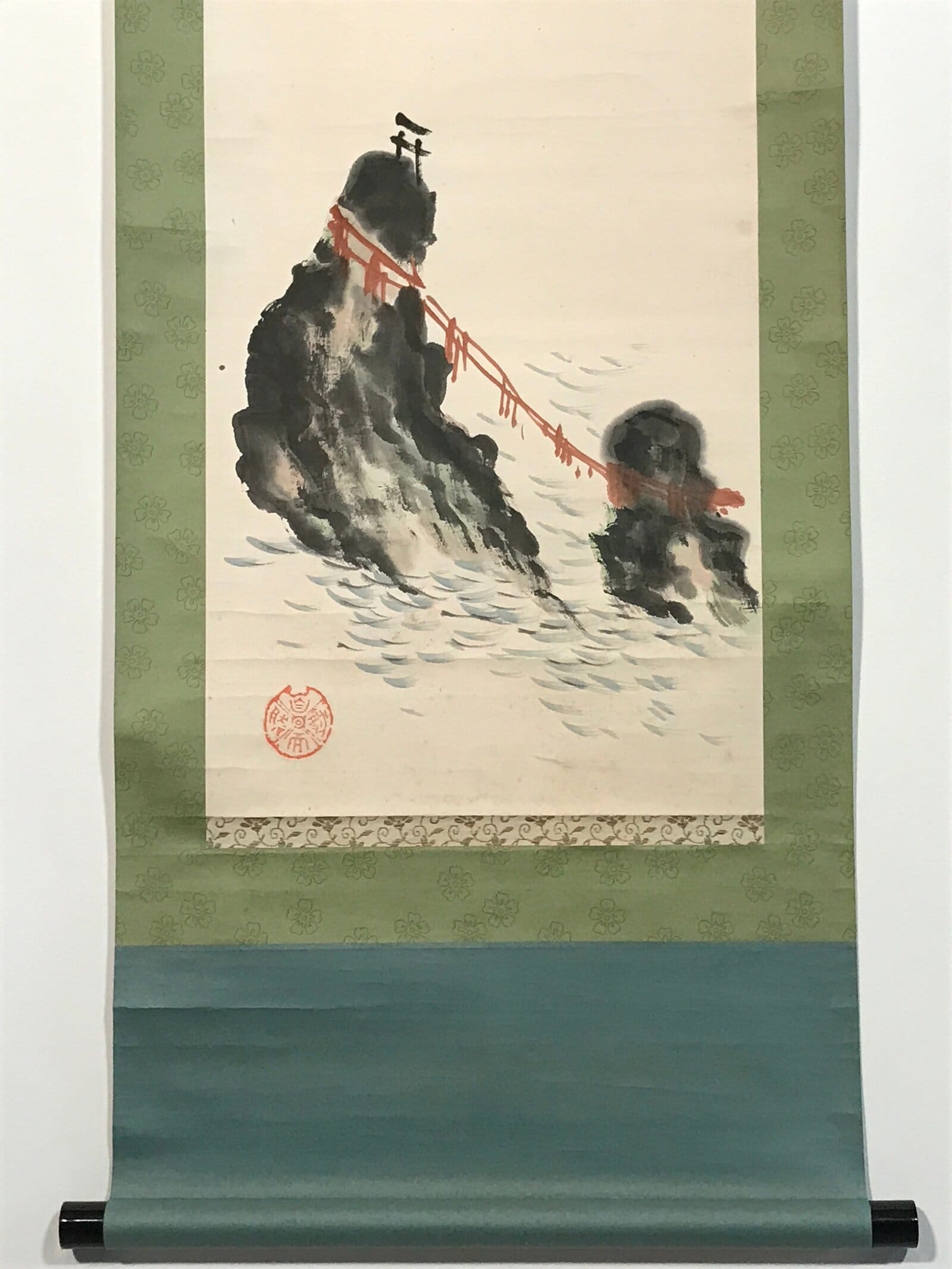 Japanese Hanging Scroll Meotoiwa Rocks Sunrise Futami Kakejiku Kakemono SC803