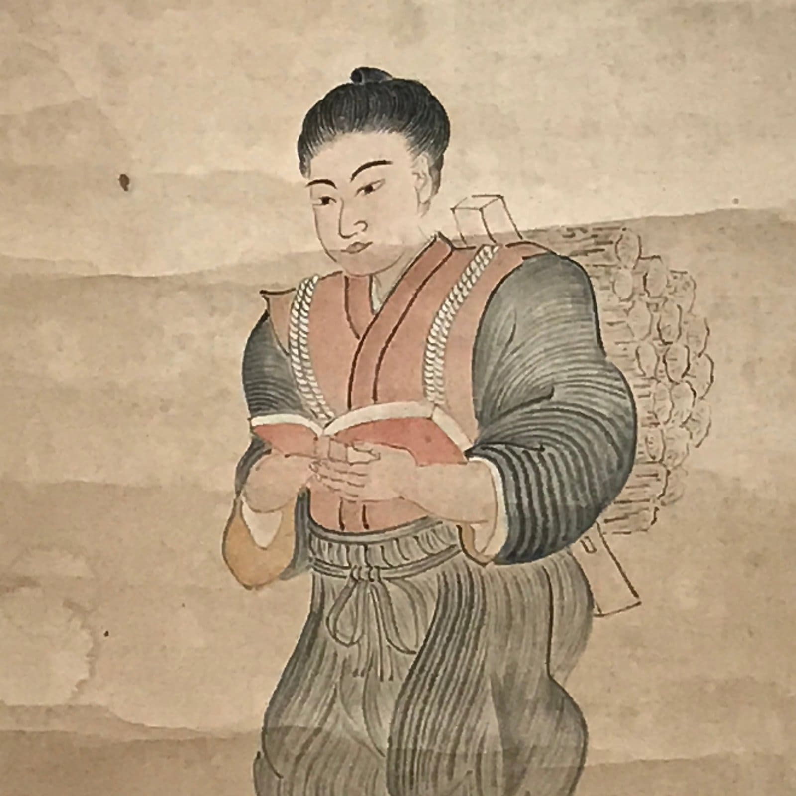 Japanese Hanging Scroll Model of Diligence Ninomiya Calligraphy Kakejiku SC833