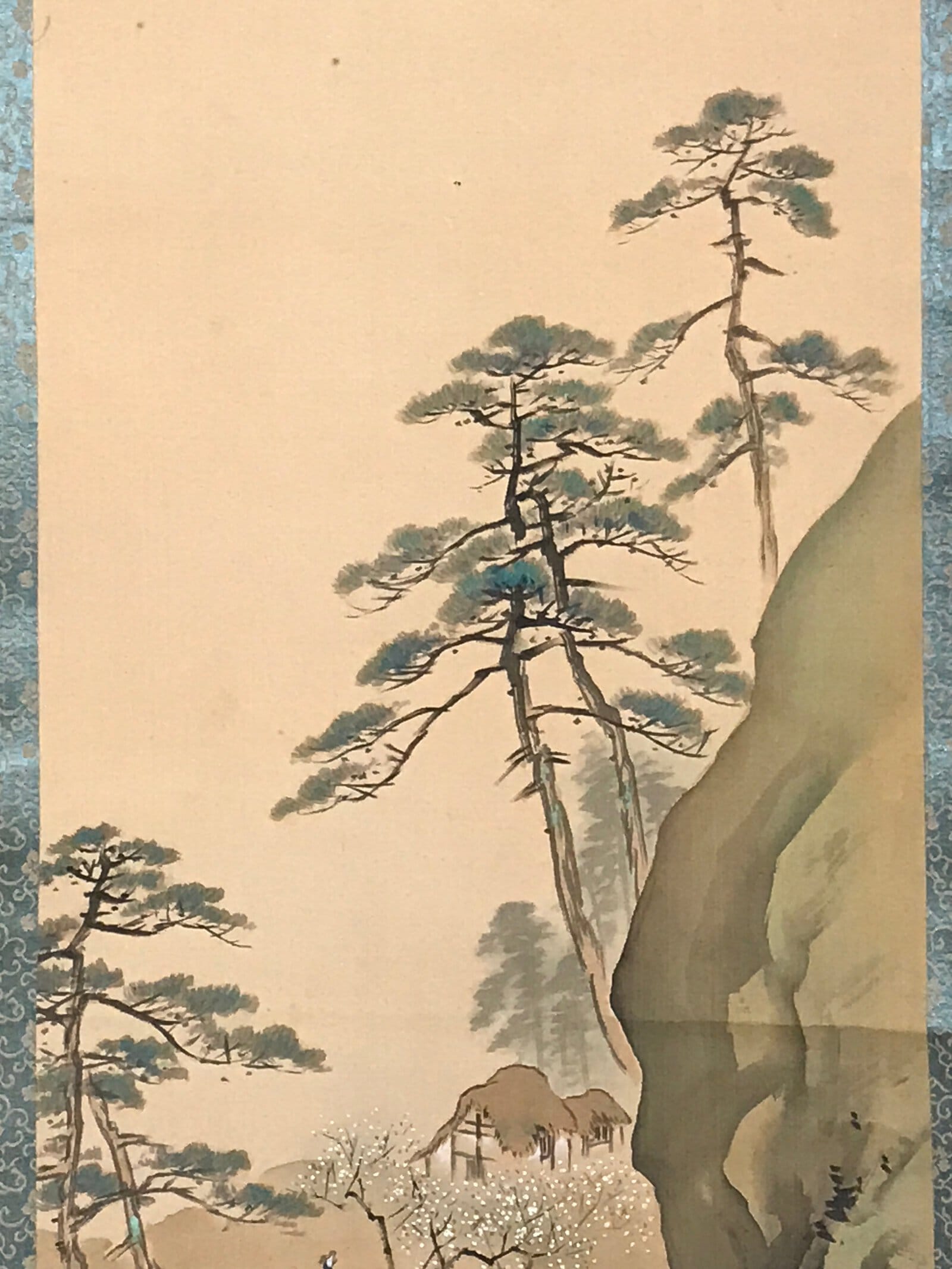 Japanese Hanging Scroll Spring Mountain Village Picture Kakejiku Kakemono SC795