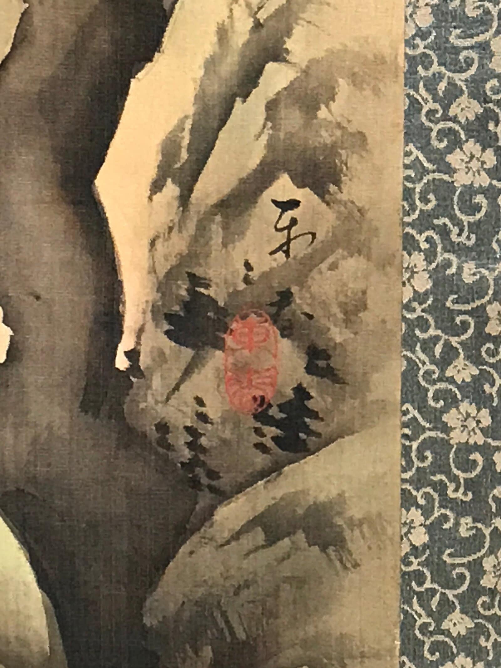 Japanese Hanging Scroll Spring Mountain Village Picture Kakejiku Kakemono SC795