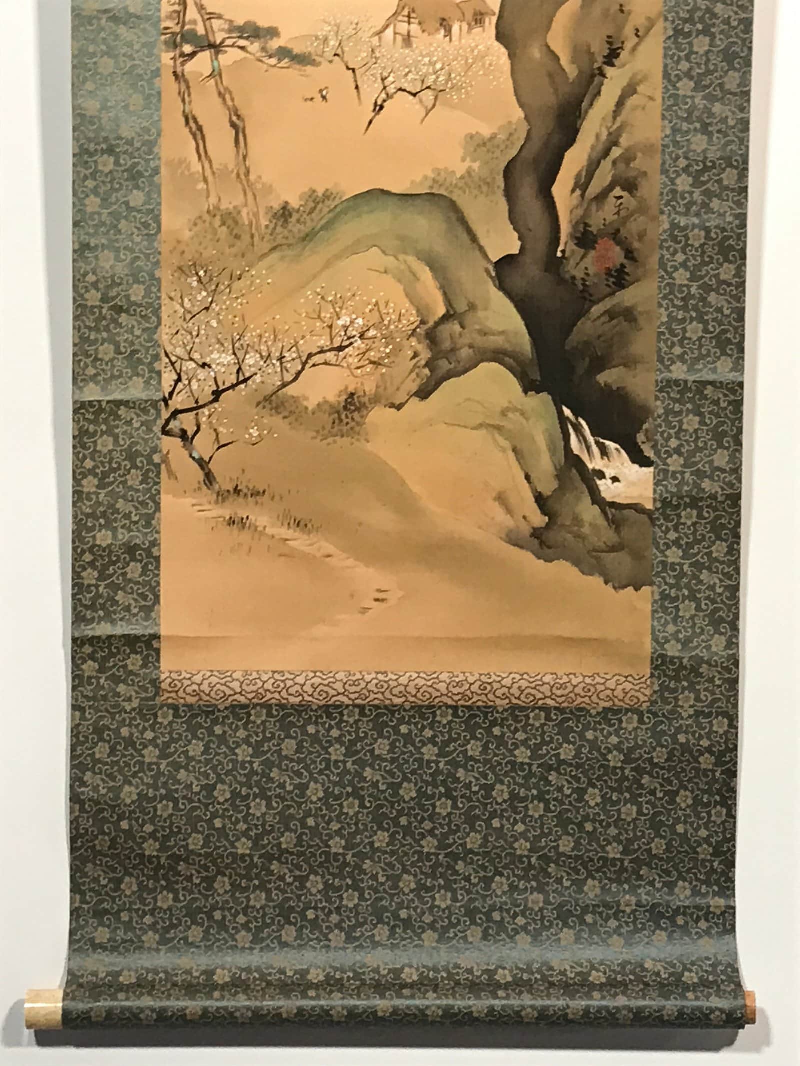 Japanese Hanging Scroll Spring Mountain Village Picture Kakejiku Kakemono SC795