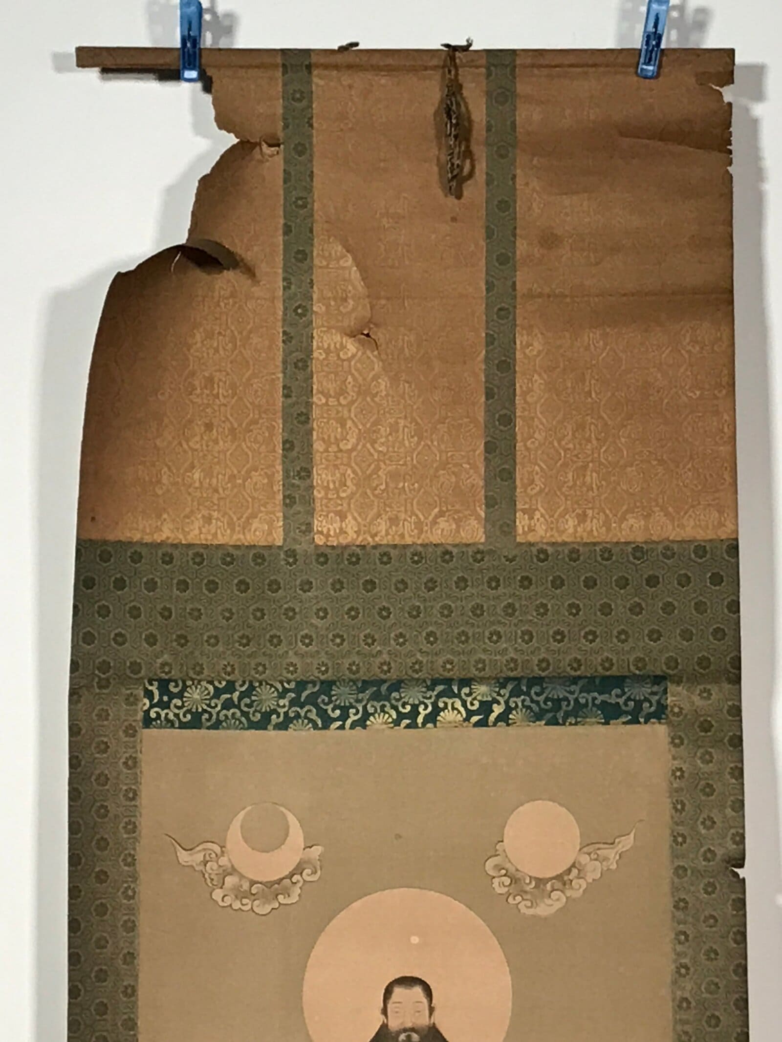 Japanese Hanging Scroll Vtg 3 Japanese Gods Shinto Mythology Kakejiku SC941