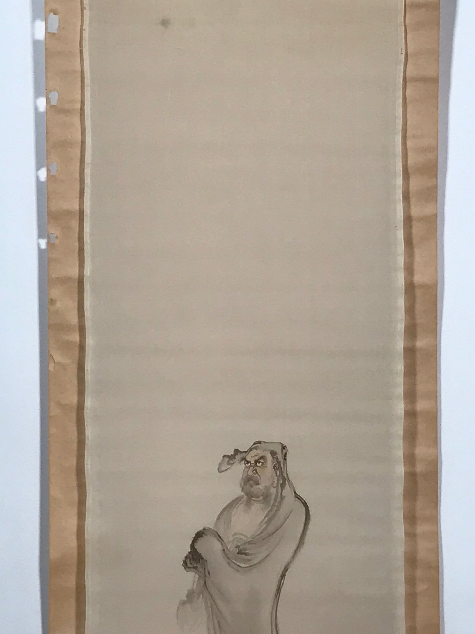 Japanese Hanging Scroll Vtg Bodhidharma Standing Buddhist Kakejiku SC945
