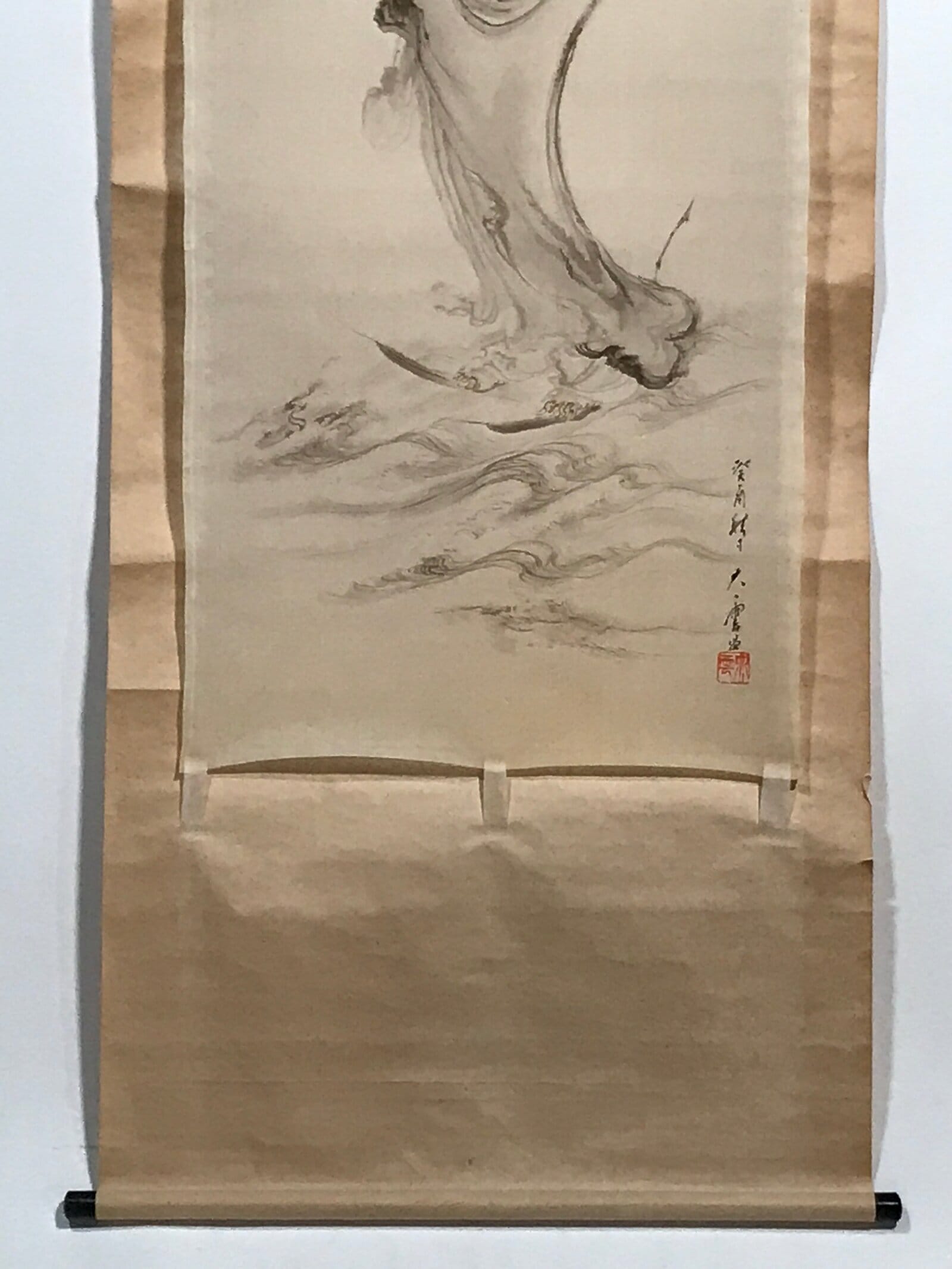 Japanese Hanging Scroll Vtg Bodhidharma Standing Buddhist Kakejiku SC945
