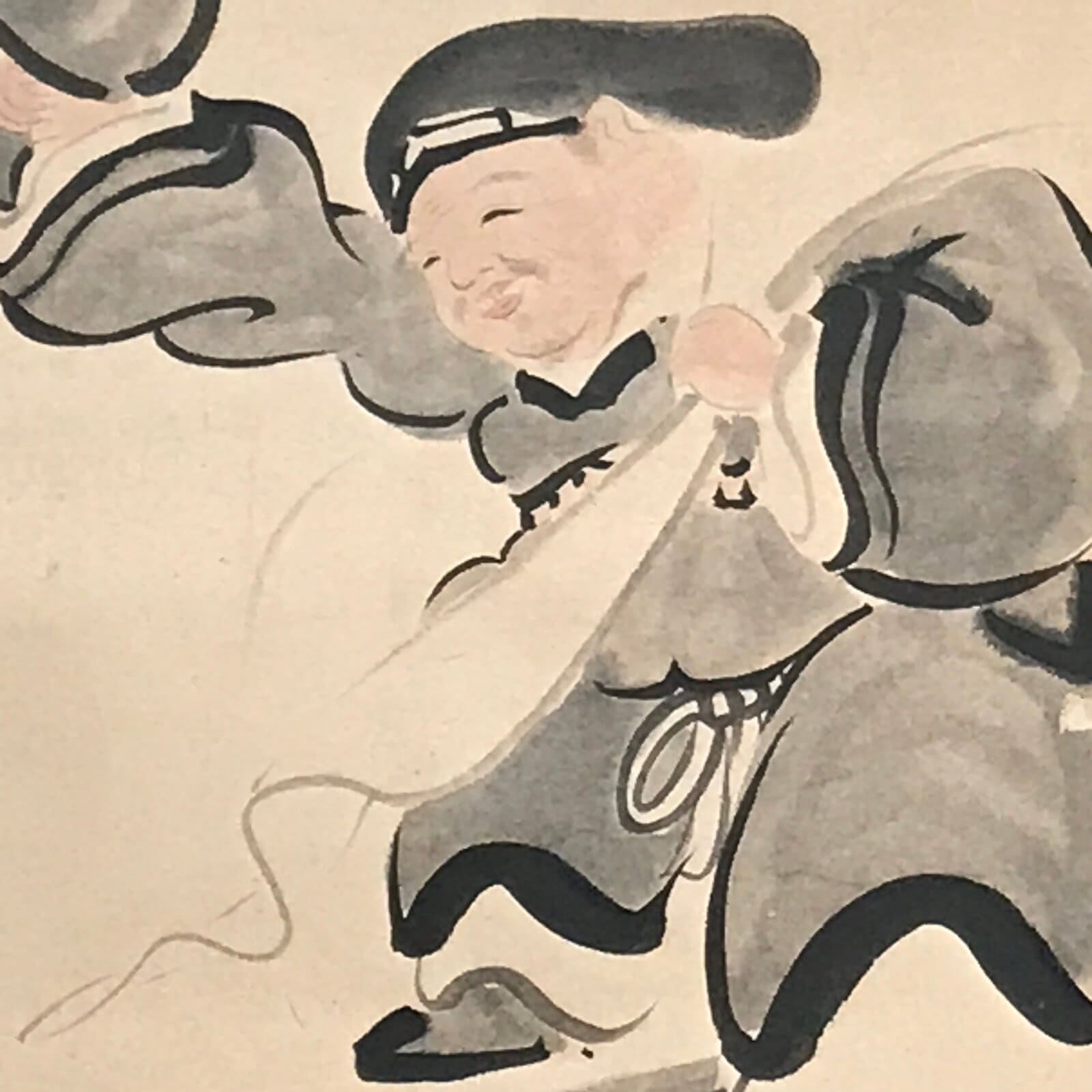 Japanese Hanging Scroll Vtg Daikoku 7 Lucky Gods Kakejiku Chagake SC928