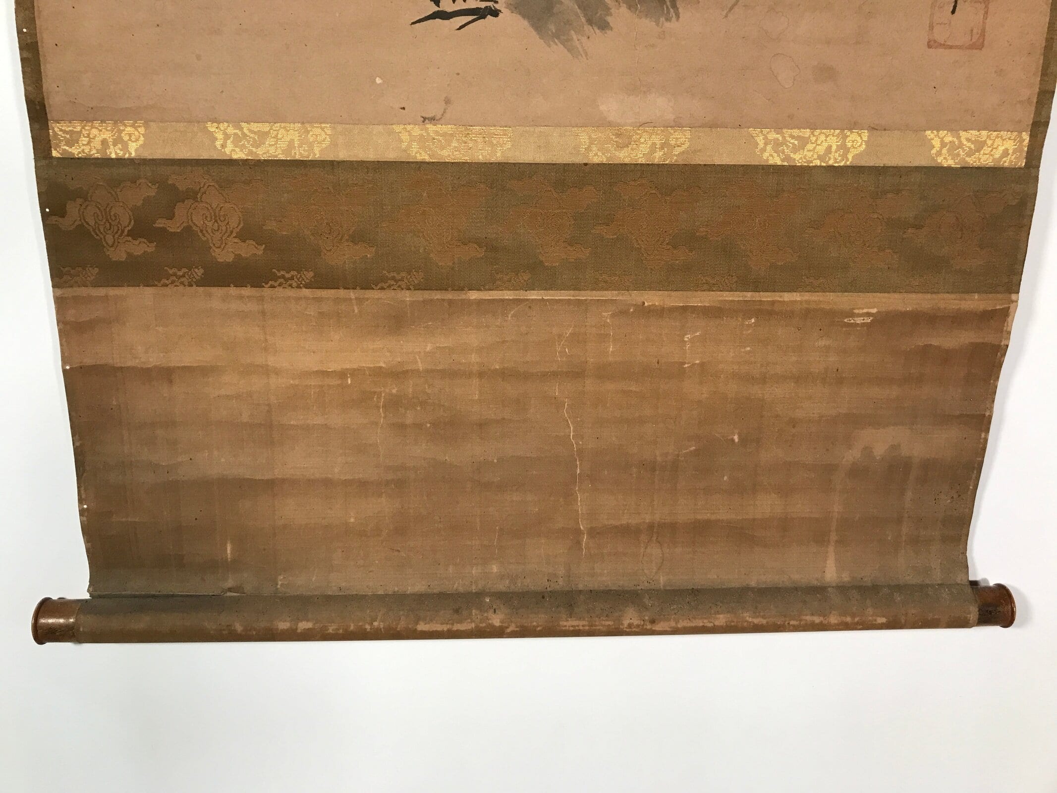 Japanese Hanging Scroll Vtg Kakejiku Abstract Nature Design Plants Black KJ66