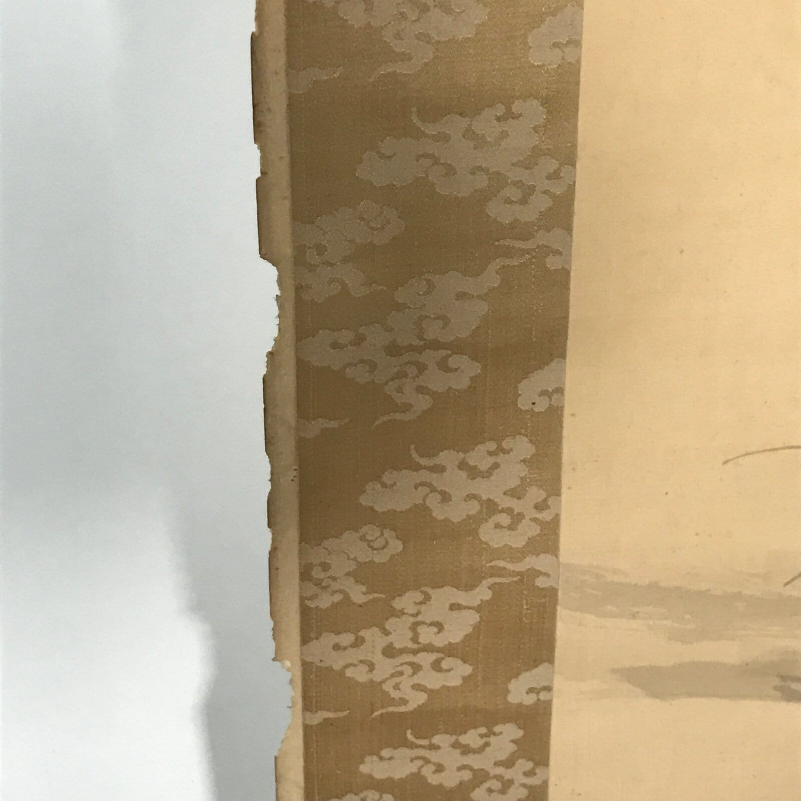 Japanese Hanging Scroll Vtg Kakejiku Kacho Bird Flowers Pink Green Yellow KJ43