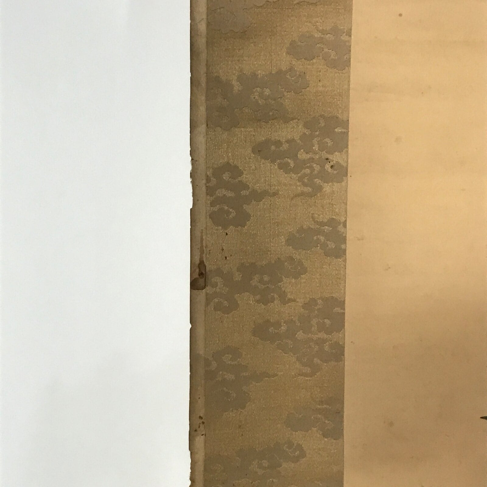 Japanese Hanging Scroll Vtg Kakejiku Kacho Bird Flowers Pink Green Yellow KJ43