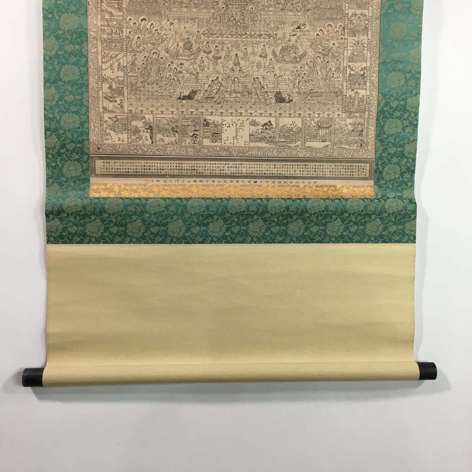 Japanese Hanging Scroll Vtg Kakejiku Kakemono Buddhist Buddha World SC698