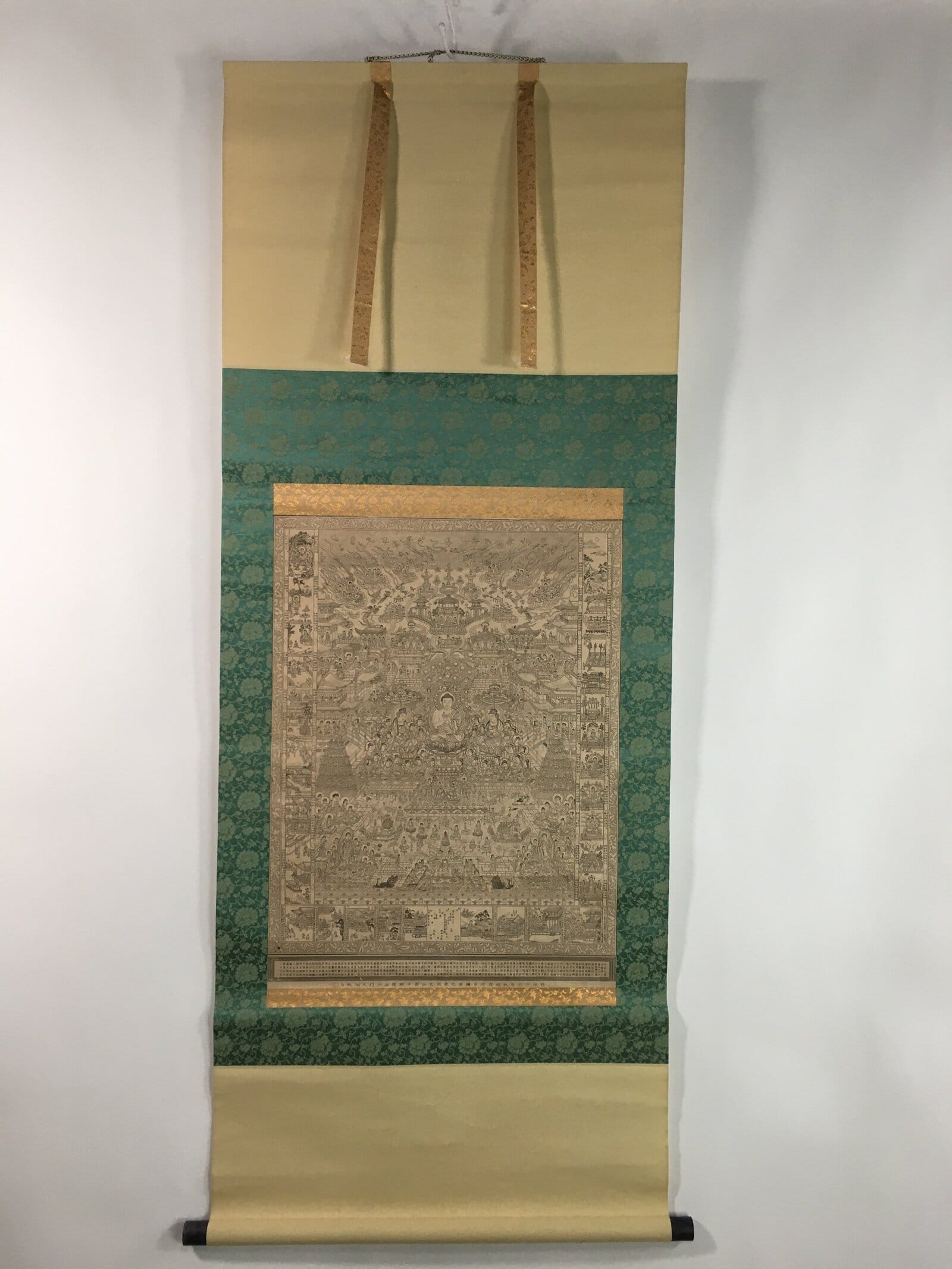 Japanese Hanging Scroll Vtg Kakejiku Kakemono Buddhist Buddha World SC698