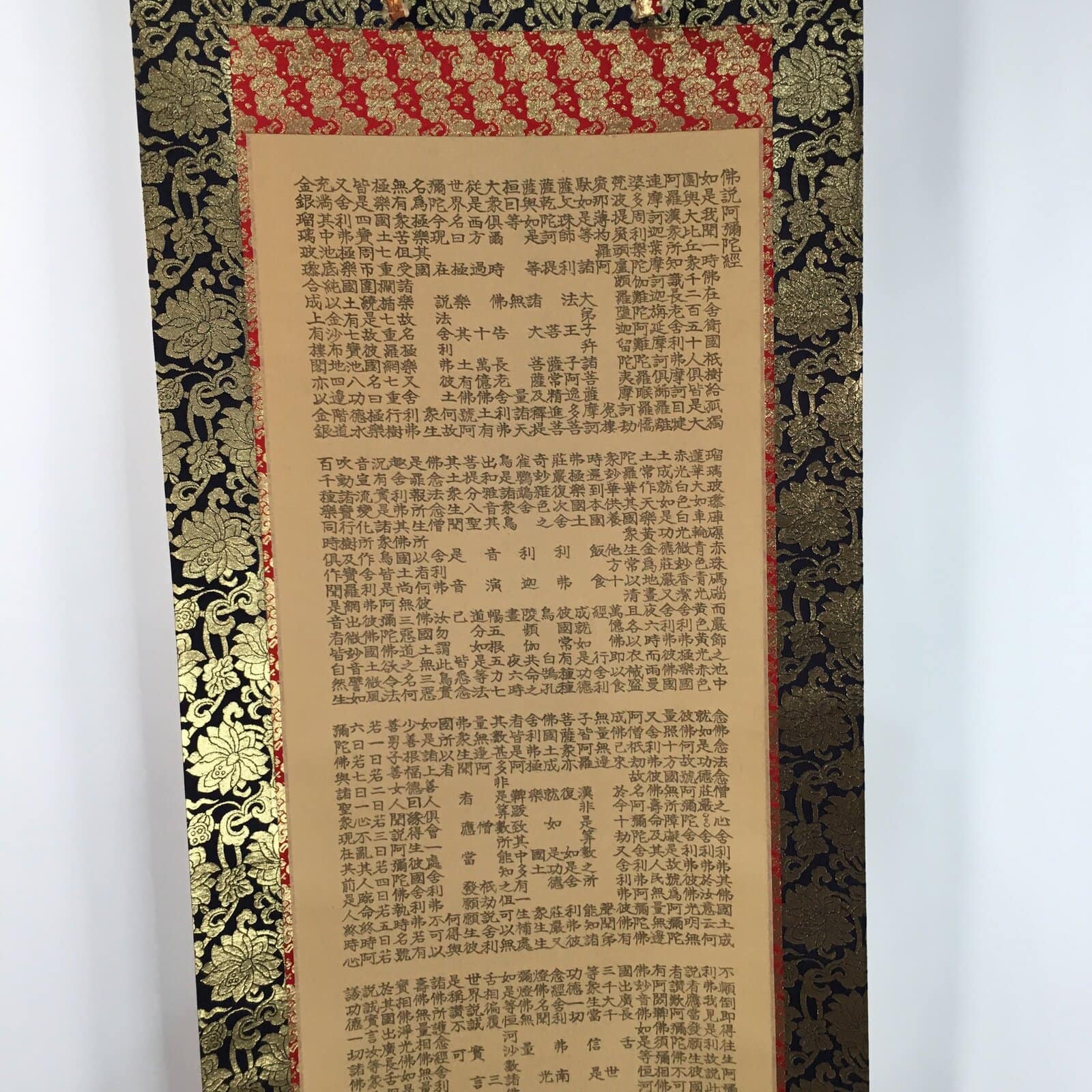 Japanese Hanging Scroll Vtg Kakejiku Kakemono Buddhist Chant Amida-Kyo SC697