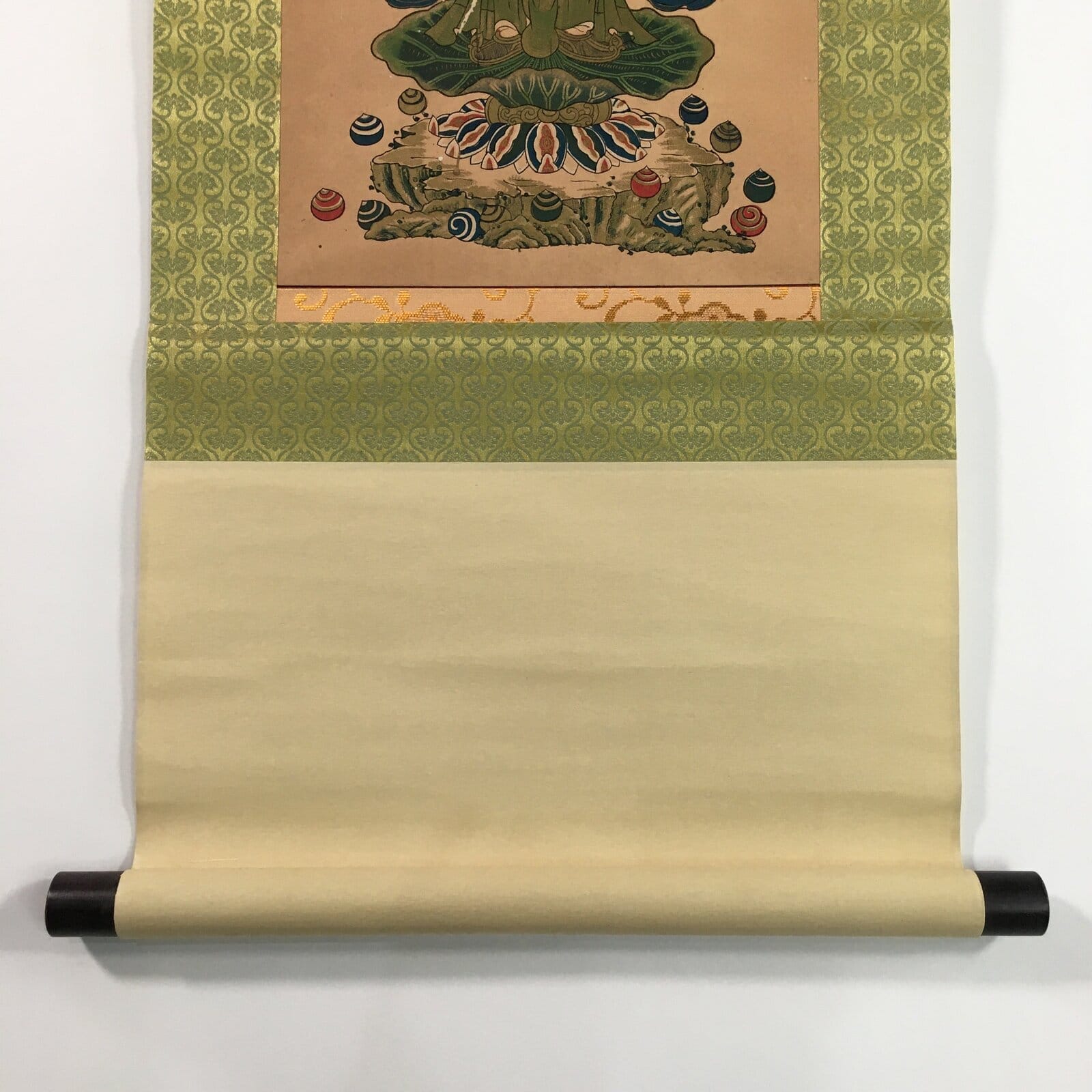Japanese Hanging Scroll Vtg Kakejiku Kakemono Buddhist Get Virtue SC699