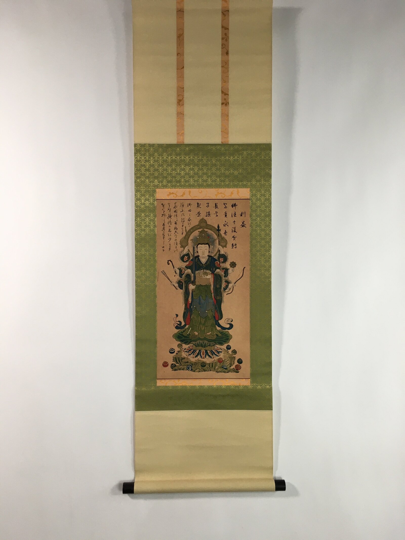 Japanese Hanging Scroll Vtg Kakejiku Kakemono Buddhist Get Virtue SC699