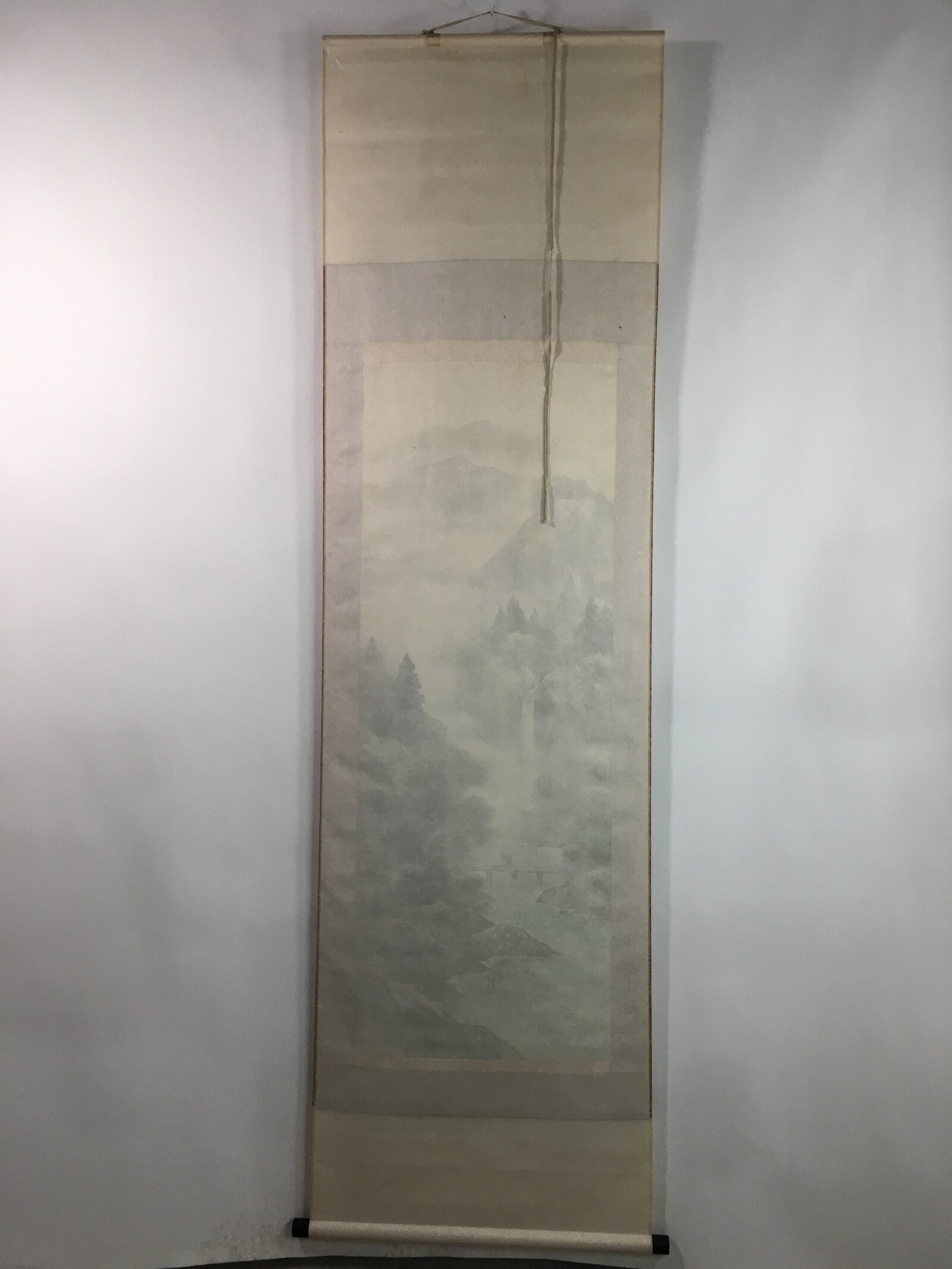 Japanese Hanging Scroll Vtg Kakejiku Kakemono Landscape Painting River SC701