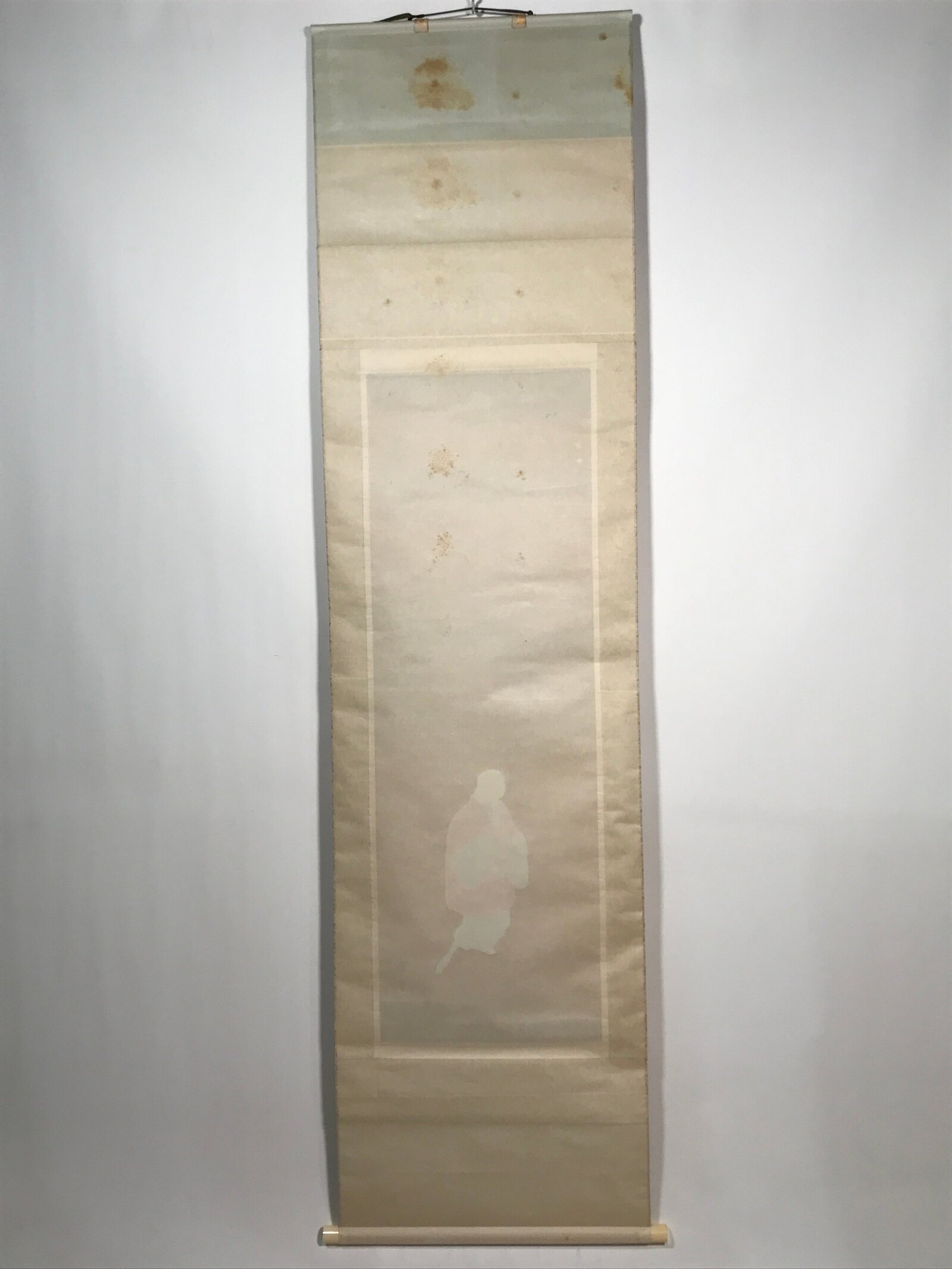 Japanese Hanging Scroll Vtg Old Woman Broom Takasago Kakejiku SC942