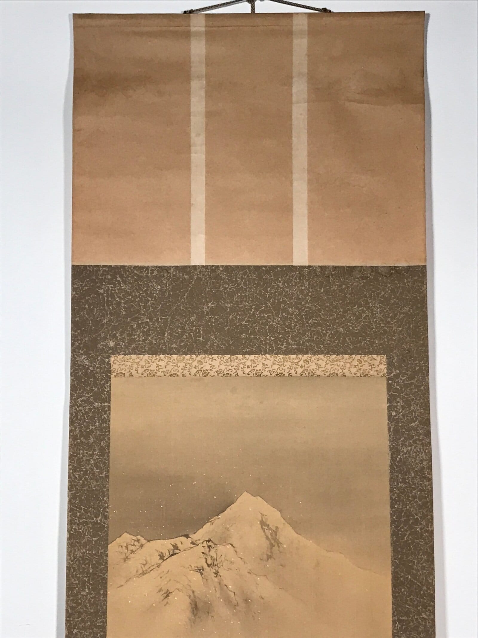 Japanese Hanging Scroll Vtg Snow Mountain Houses Winter Sansui Kakejiku SC820