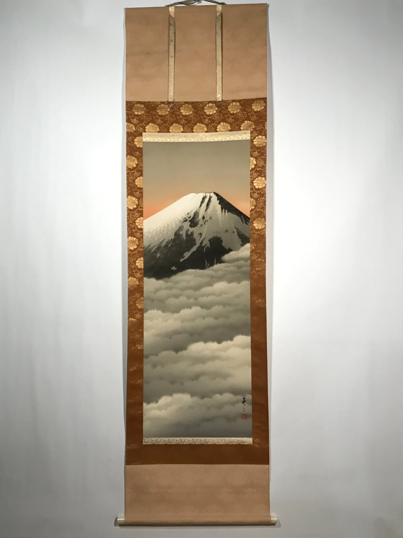 Japanese Hanging Scroll Vtg Yoshii Eiji Fugaku Mt Fuji Clouds Nihonga SC814