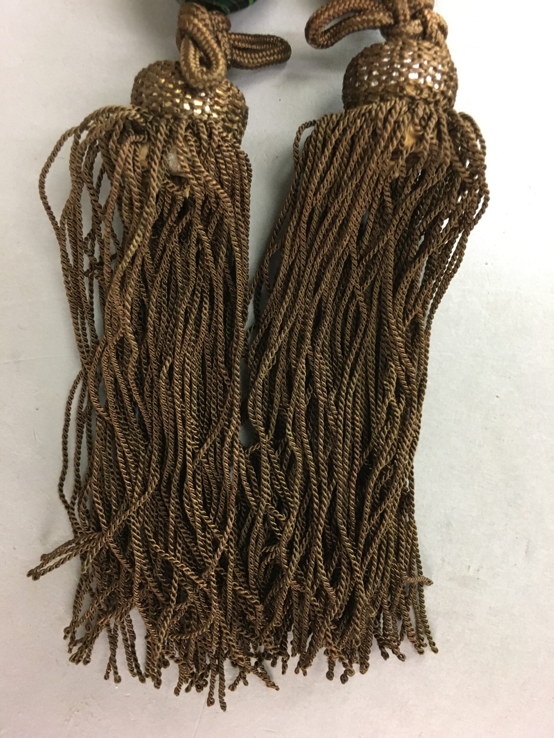 Japanese Hanging Scroll Weights Vtg Fuchin Marble Stone Brown Tassel FC207