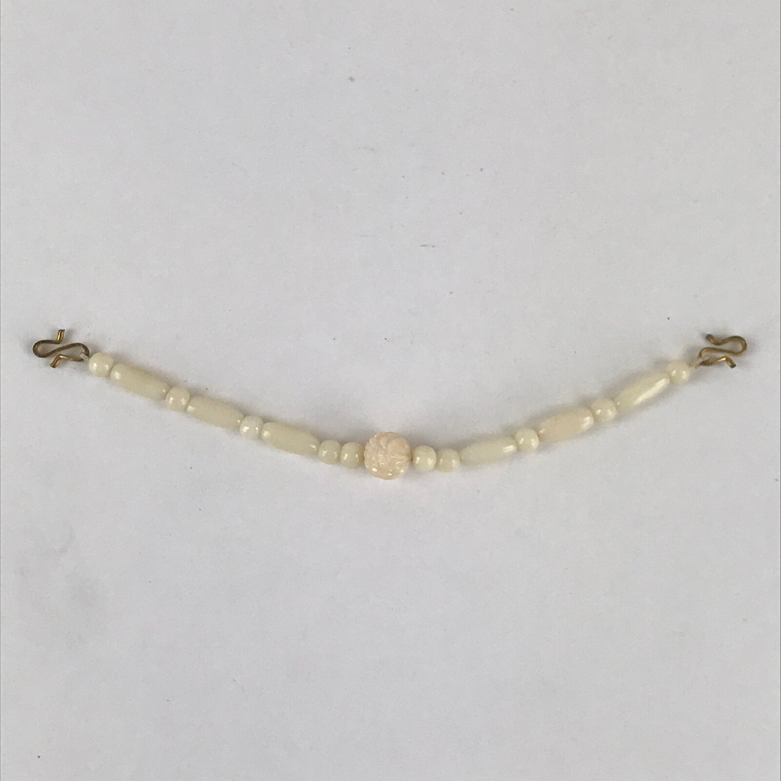 Japanese Haori Himo White Carved Beads Kimono Jacket Vtg Kimono Accessory OJ191