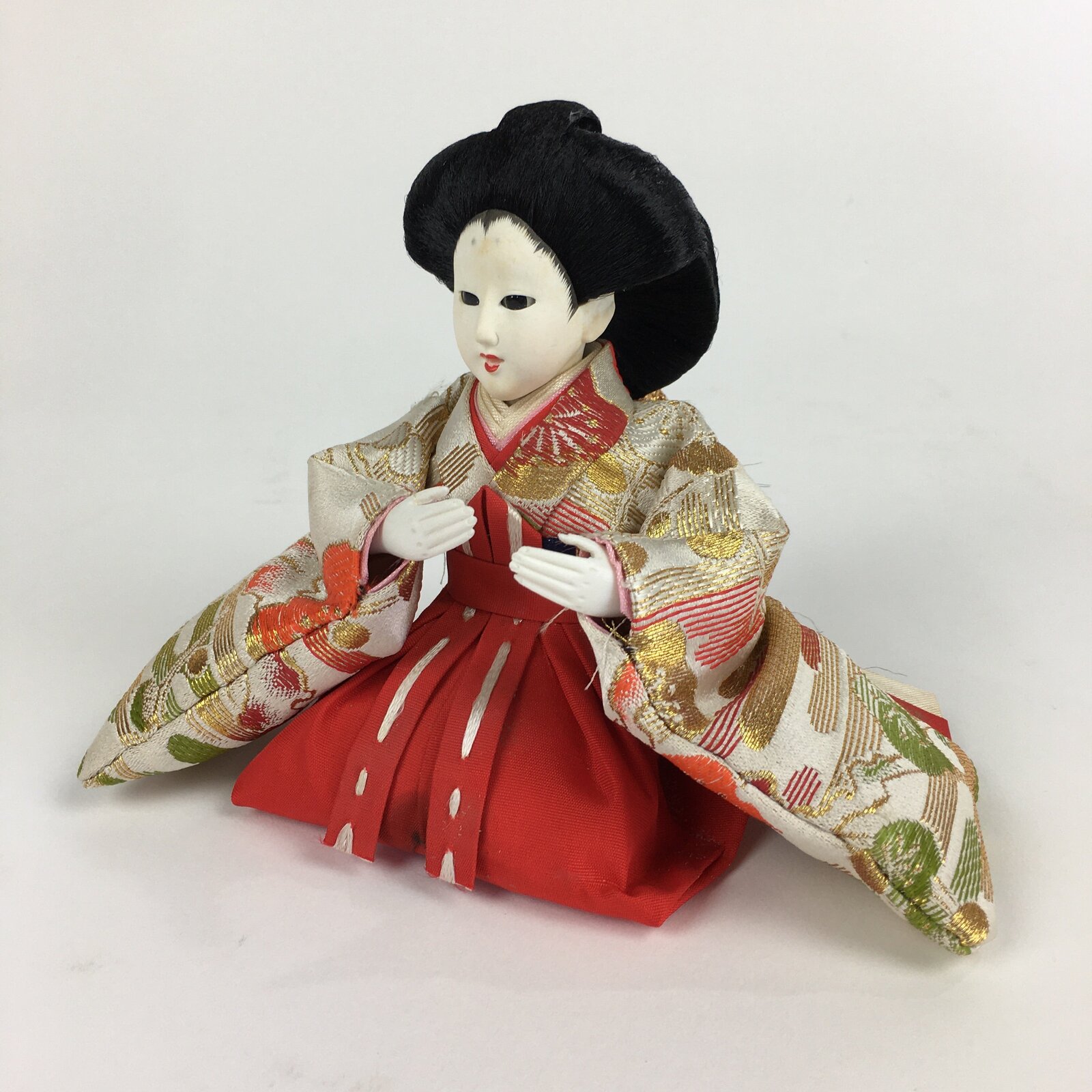 Japanese Hina Doll Court Lady Vtg Girls Day Decor Kimono Woman Sitting ID442