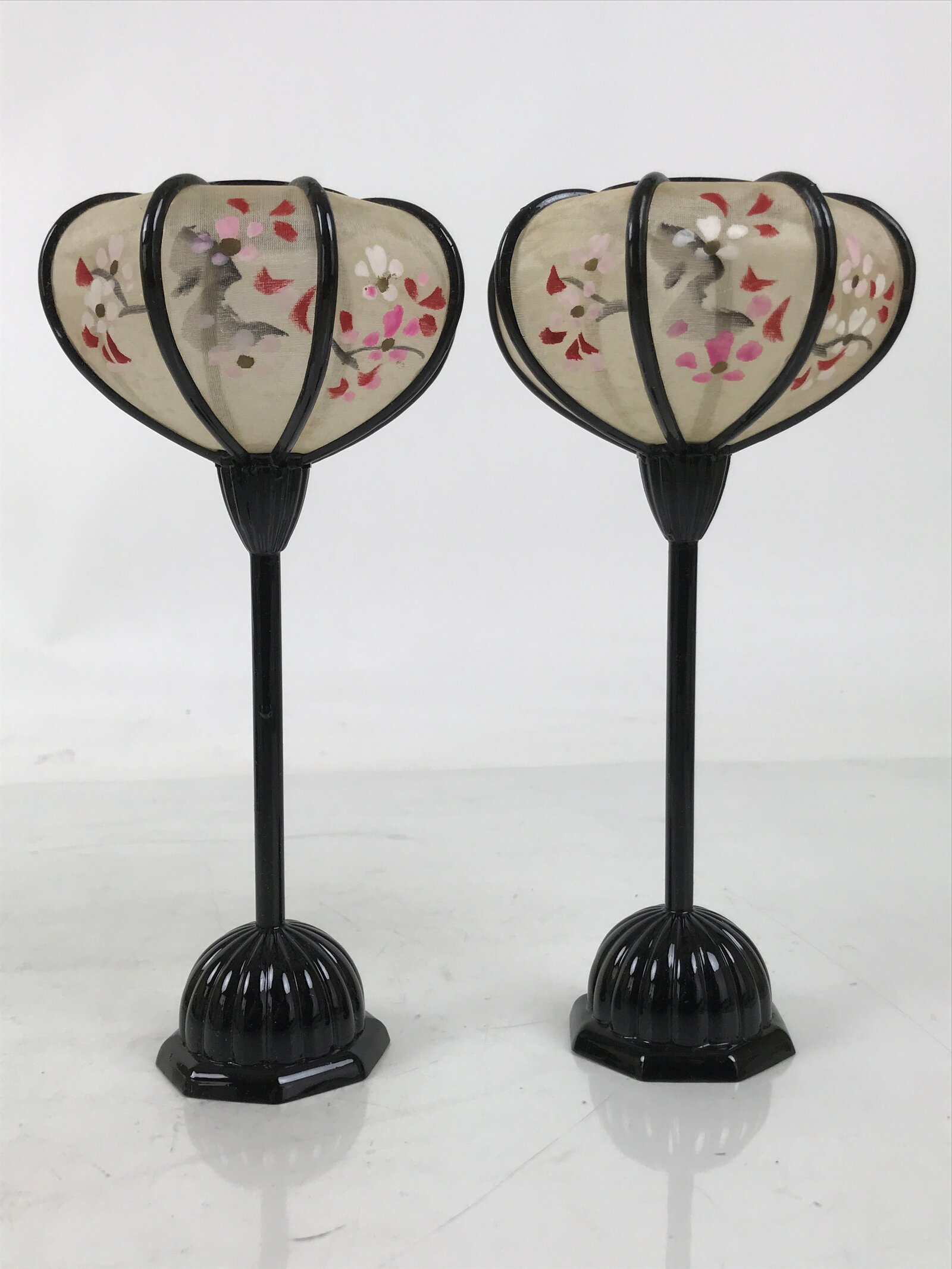 Japanese Hina Doll Furniture Lantern Vtg Bonbori Cherry Blossom Black Pink ID623