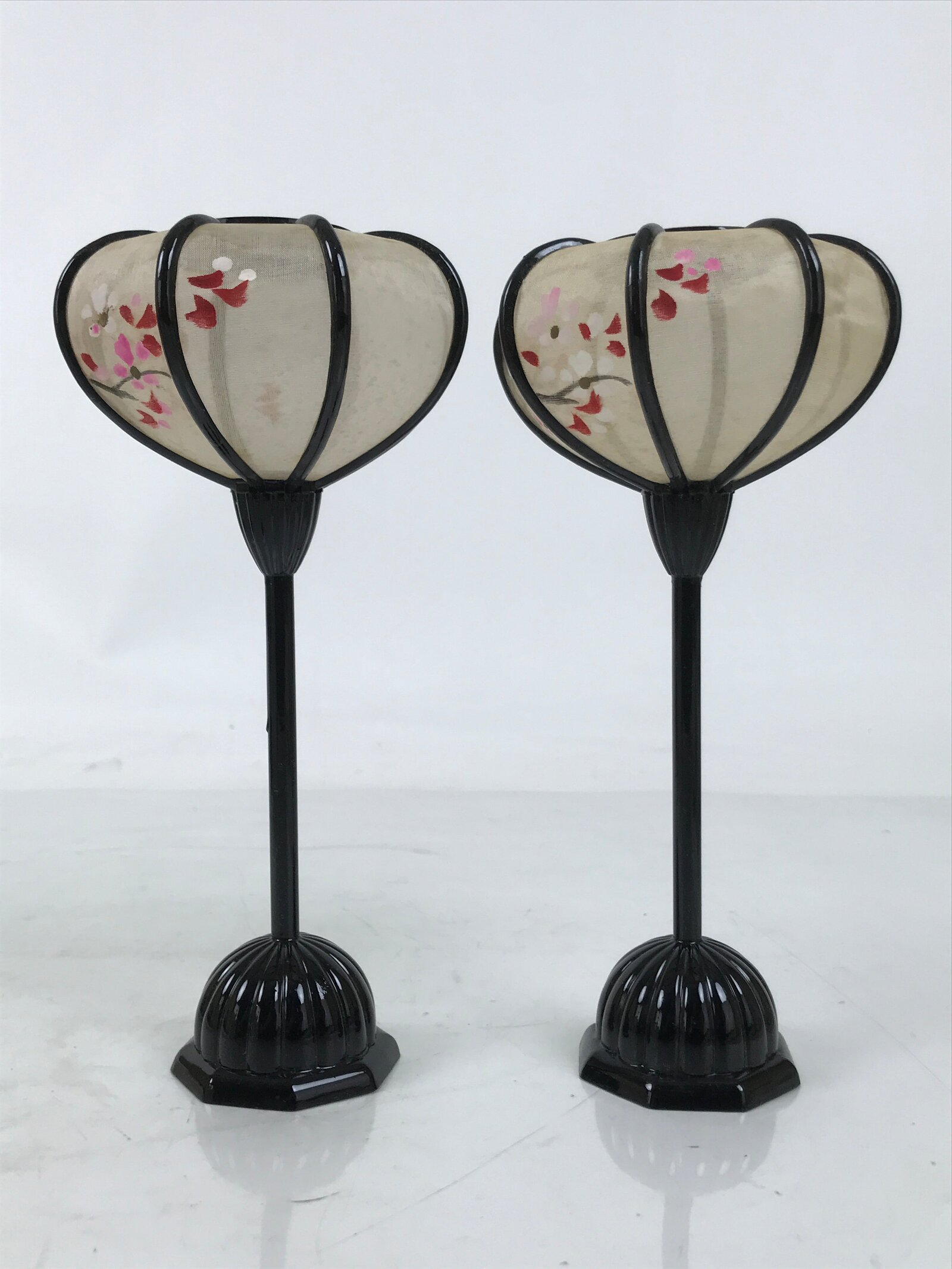 Japanese Hina Doll Furniture Lantern Vtg Bonbori Cherry Blossom Black Pink ID623