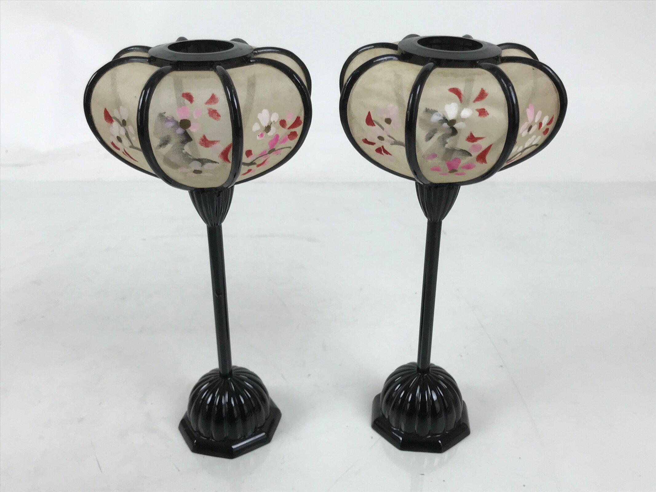 Japanese Hina Doll Furniture Lantern Vtg Bonbori Cherry Blossom Black Pink ID623