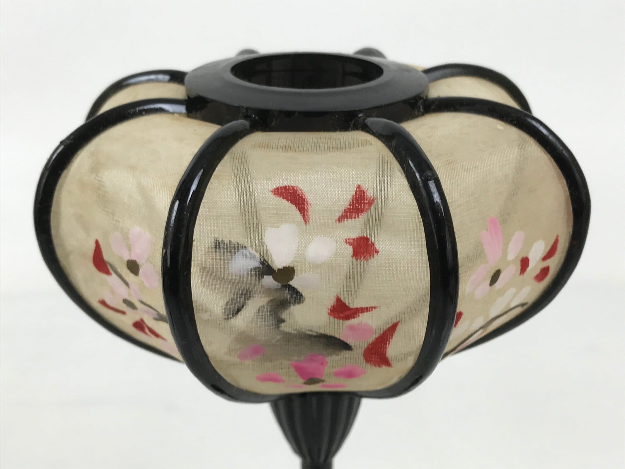 Japanese Hina Doll Furniture Lantern Vtg Bonbori Cherry Blossom Black Pink ID623