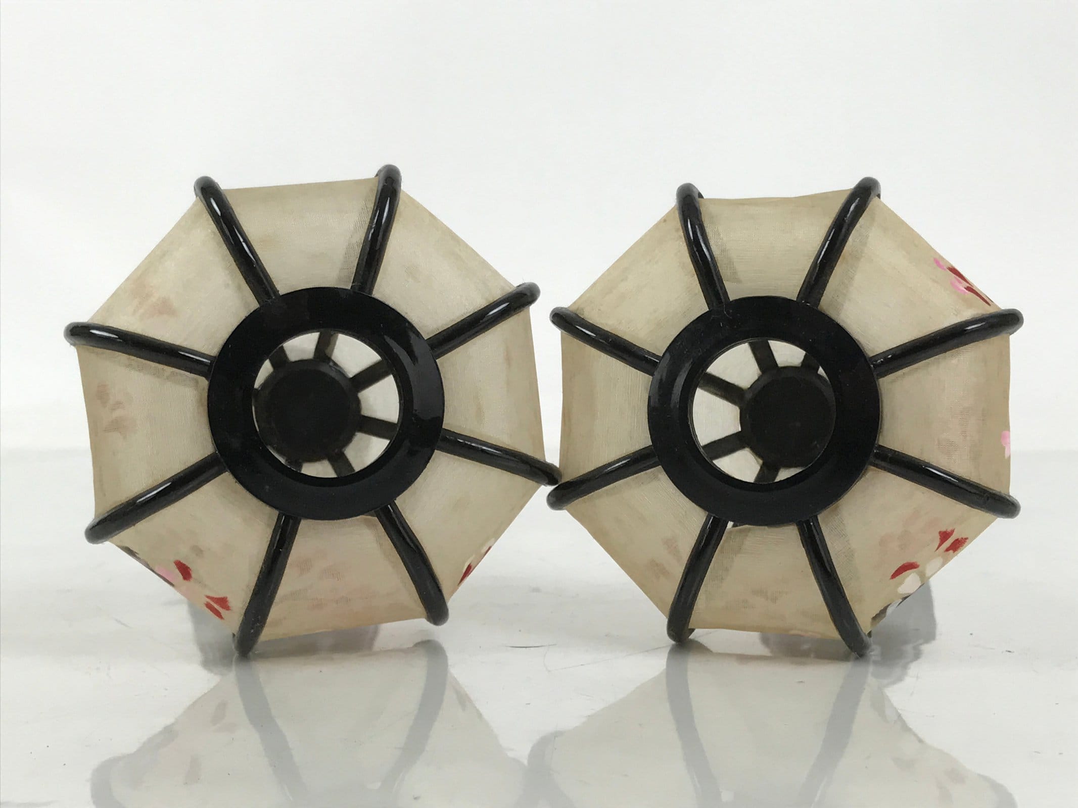 Japanese Hina Doll Furniture Lantern Vtg Bonbori Cherry Blossom Black Pink ID623