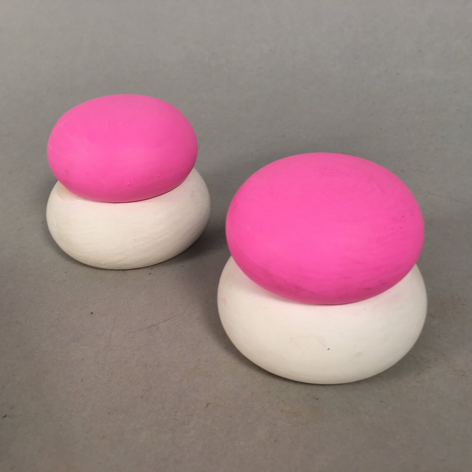 Japanese Hina Doll Furniture Rice Cake Pair Vtg Wood Offering Round ID350