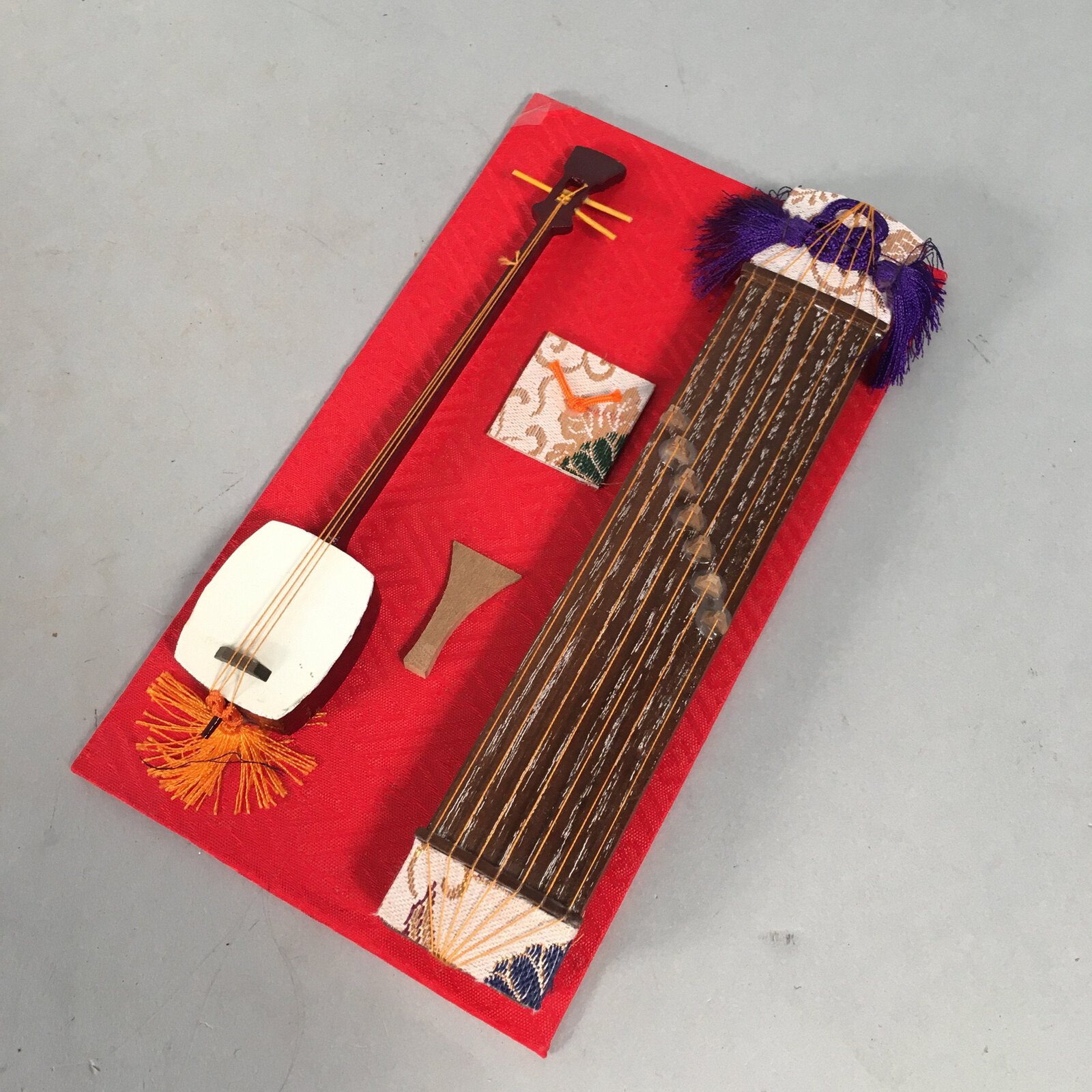 Japanese Hina Doll Furniture Vtg Wooden Harp Koto Shamisen Stand ID348