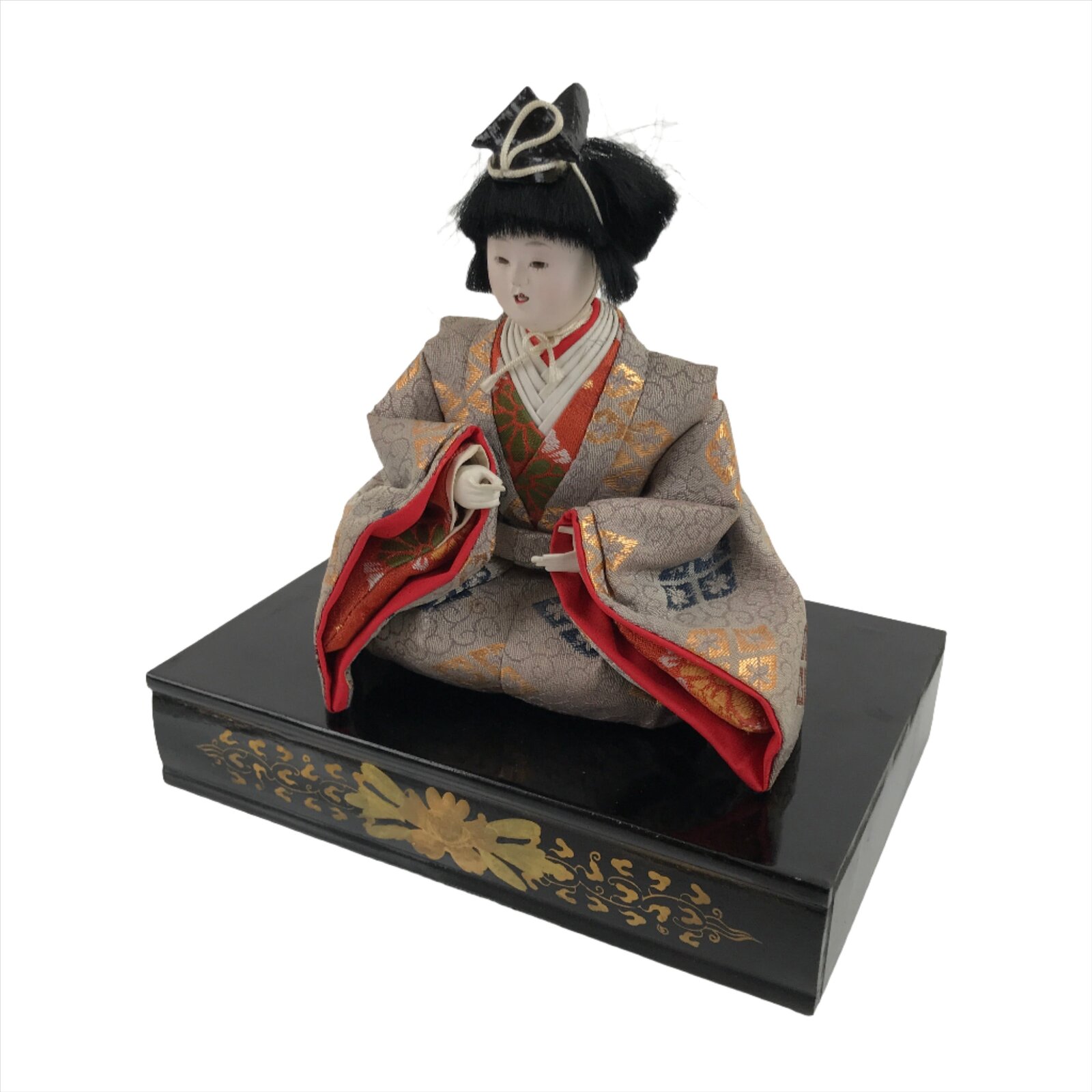 Japanese Hina Doll Girls Day Festival Musician Matsuri Wood Silk Kimono ID566