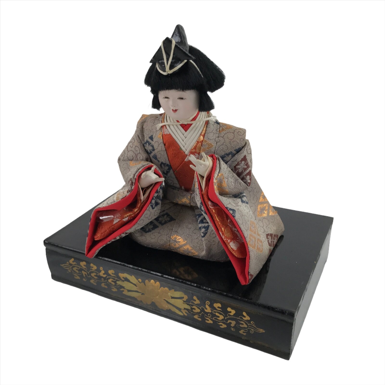 Japanese Hina Doll Girls Day Festival Musician Matsuri Wood Silk Kimono ID568