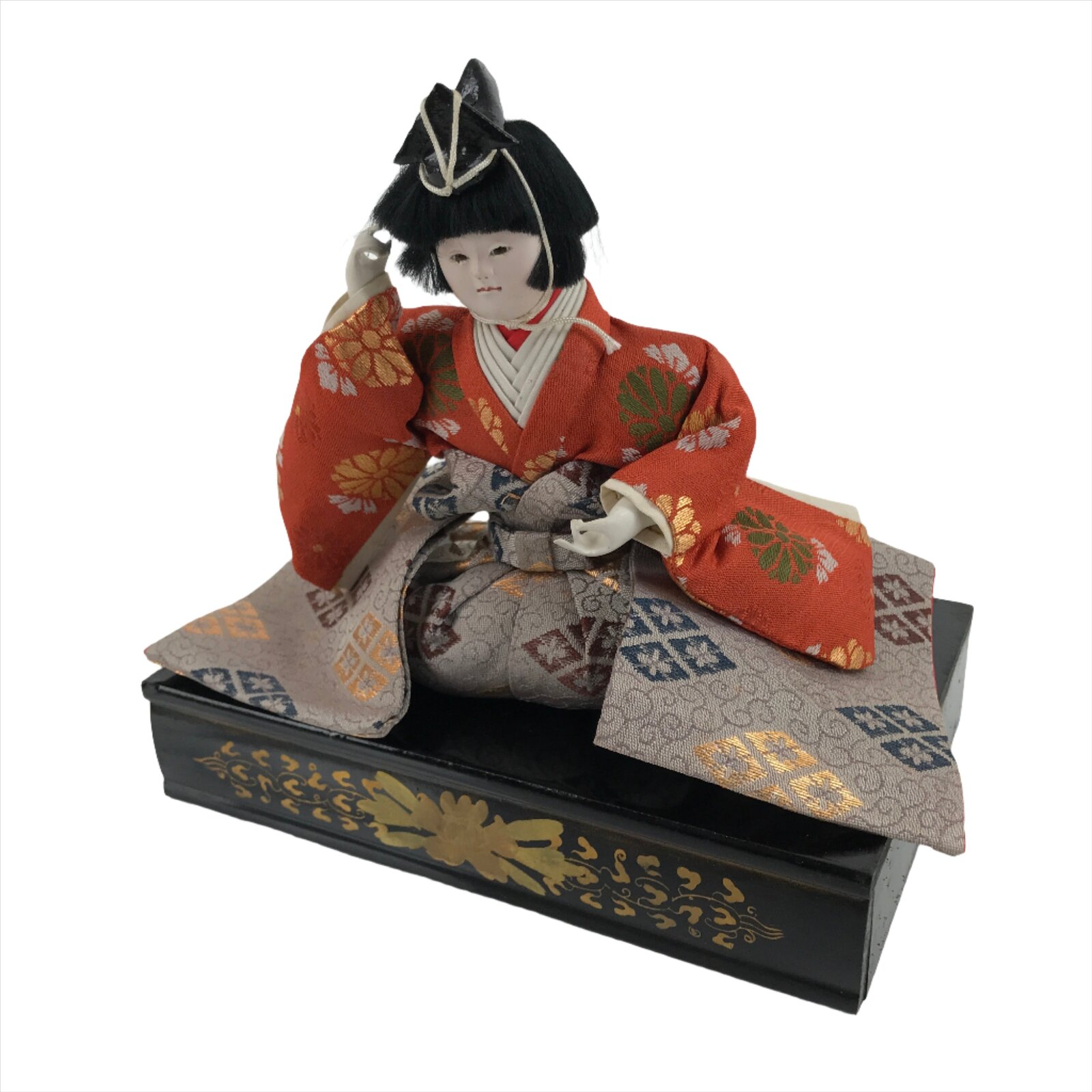 Japanese Hina Doll Girls Day Festival Musician Matsuri Wood Silk Kimono ID569